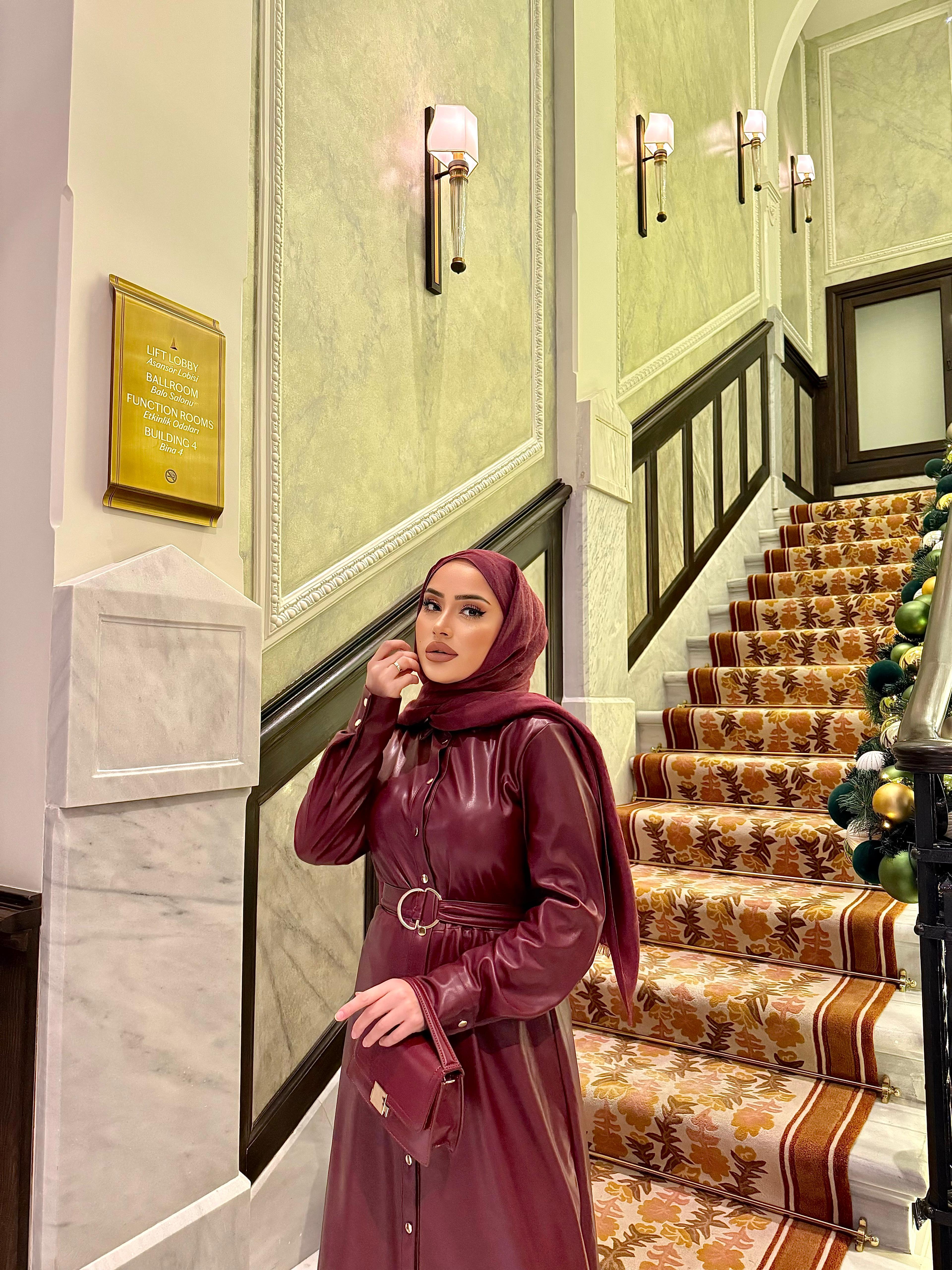 elbs-1526H&R ButikDeri Elbise Bordo