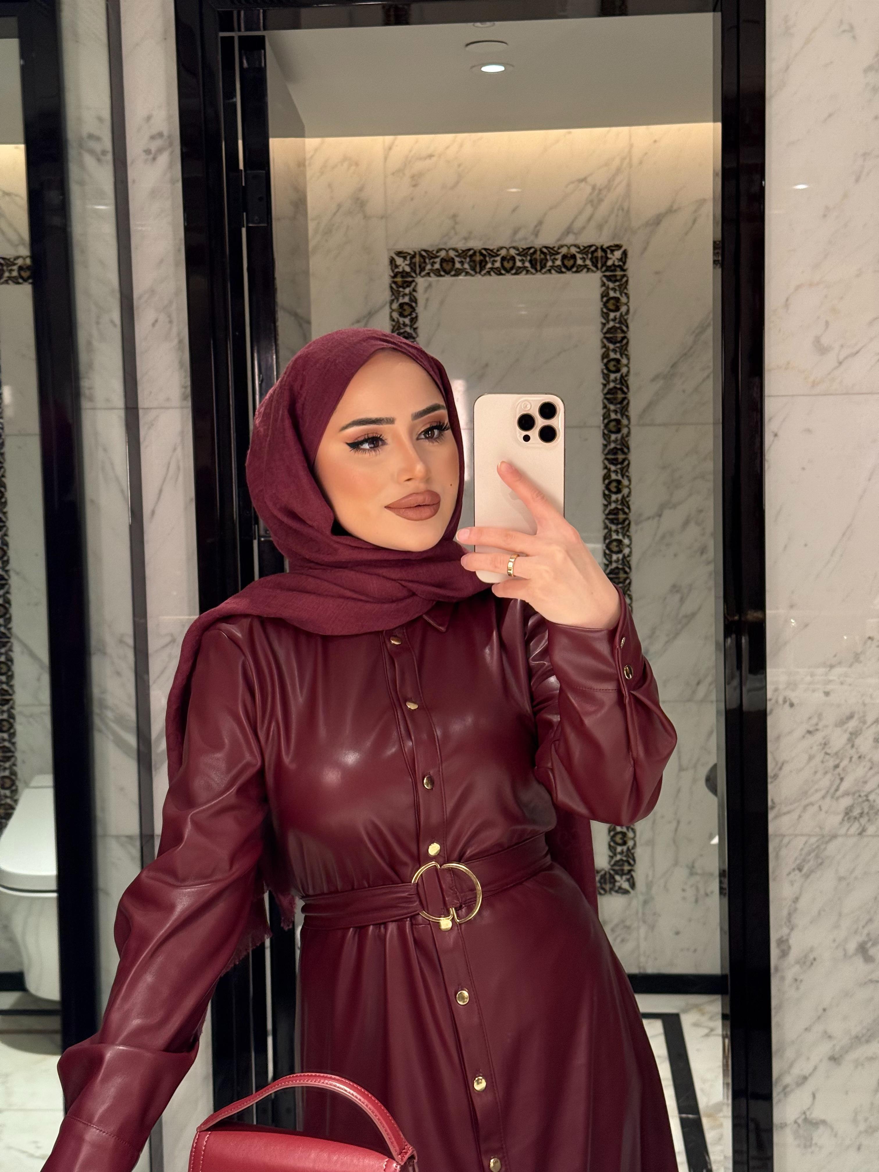 elbs-1526H&R ButikDeri Elbise Bordo
