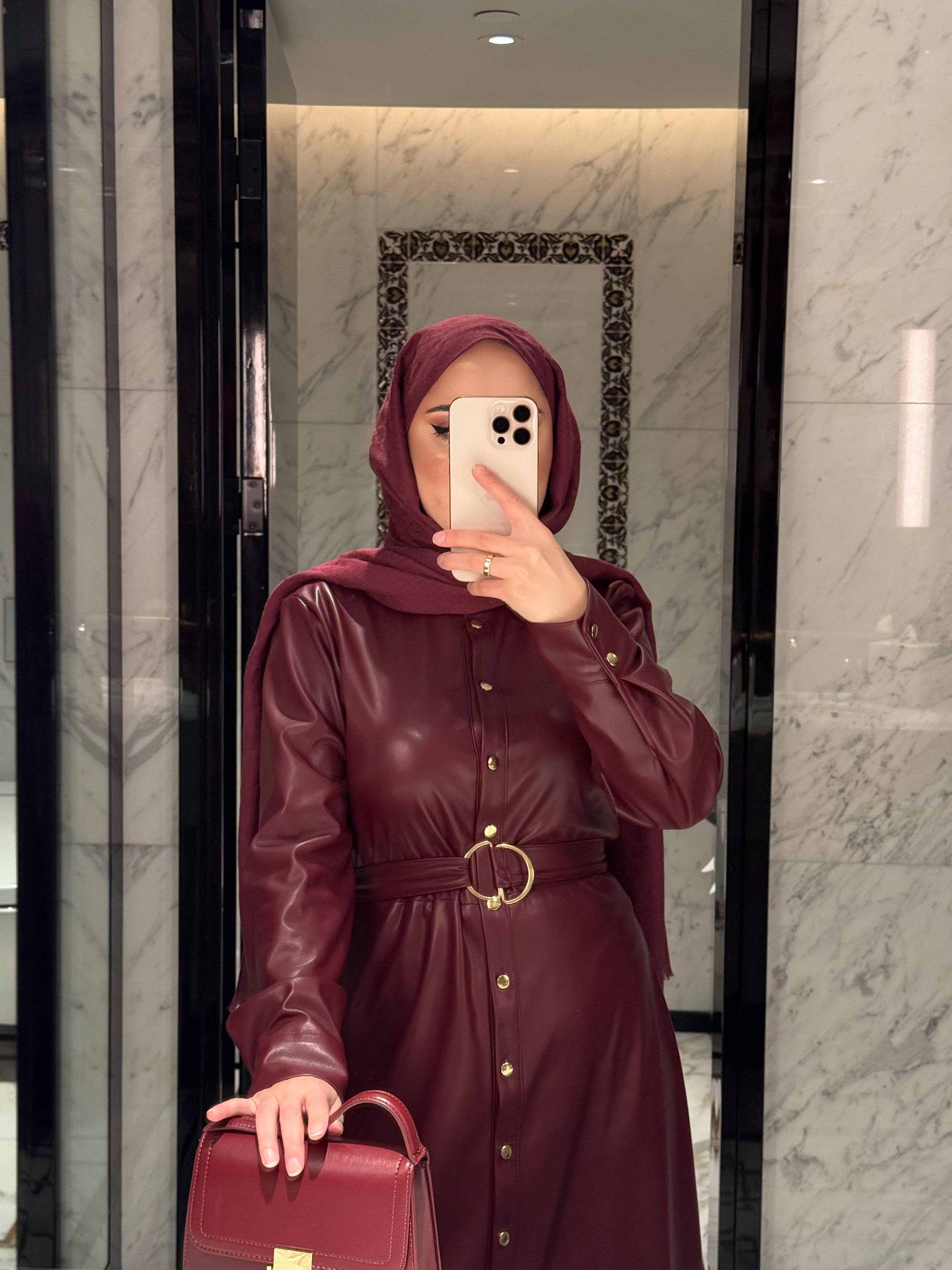 elbs-1526H&R ButikDeri Elbise Bordo