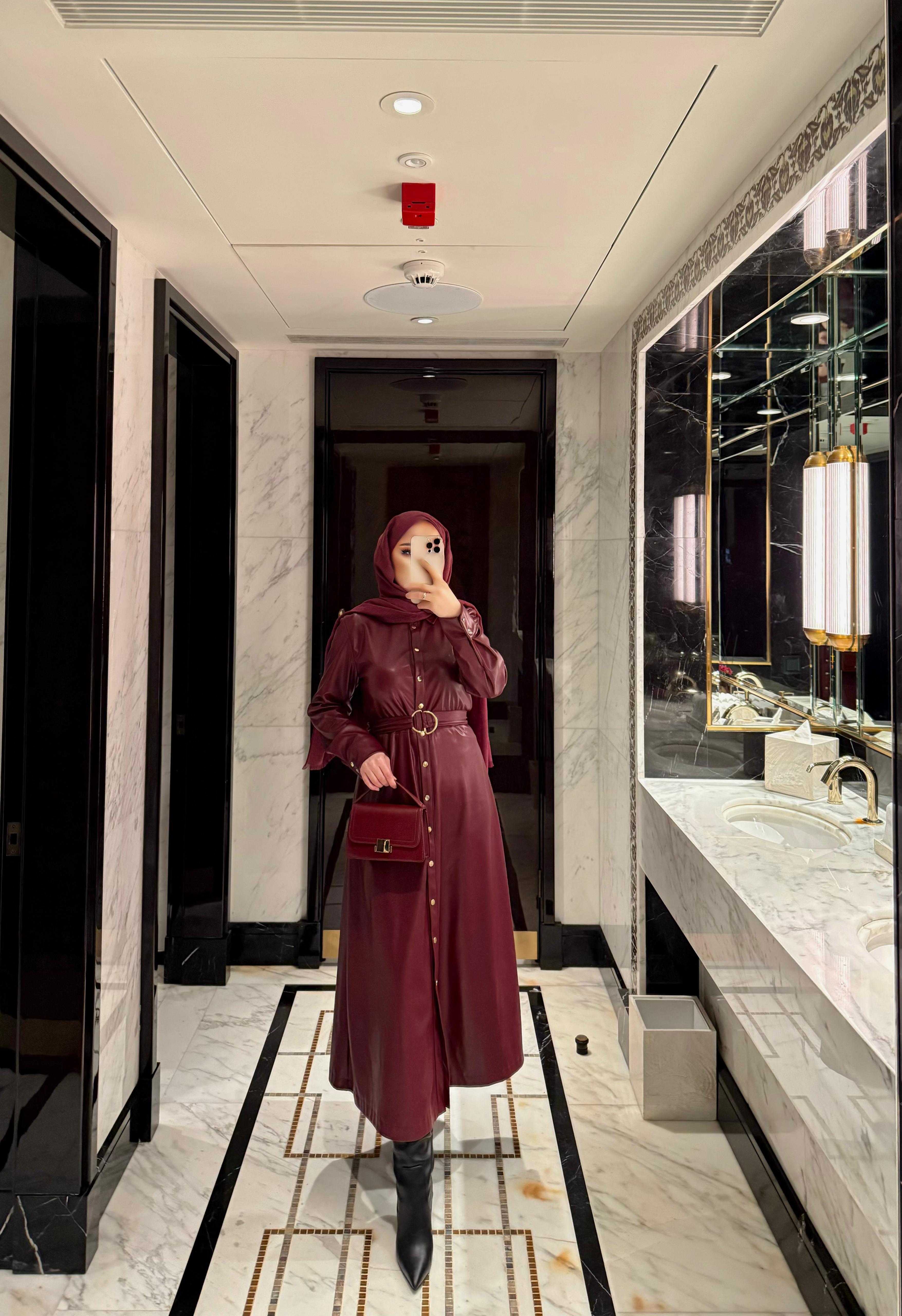 elbs-1526H&R ButikDeri Elbise Bordo