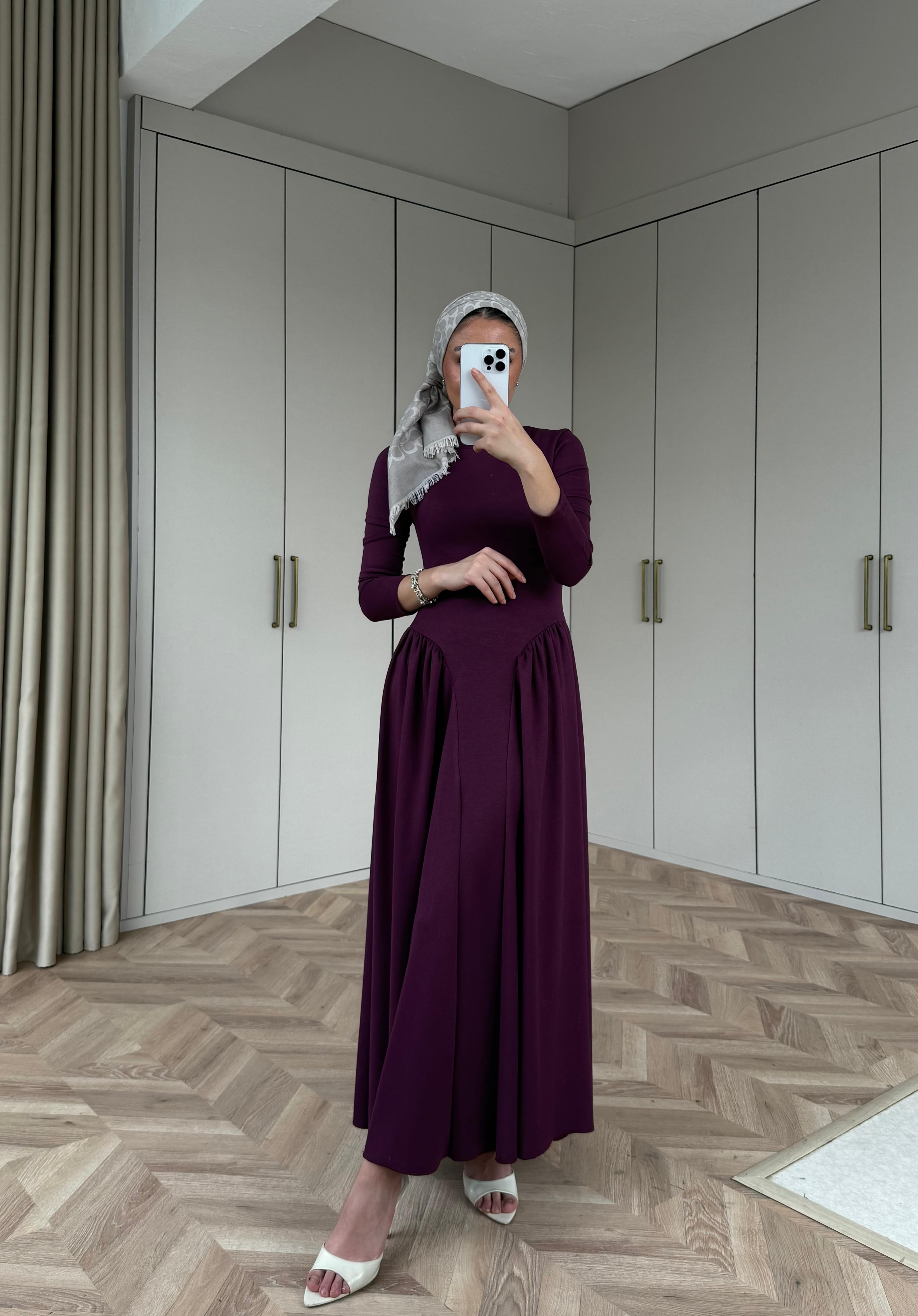 ELBSE-01H&R ButikDila Elbise Bordo