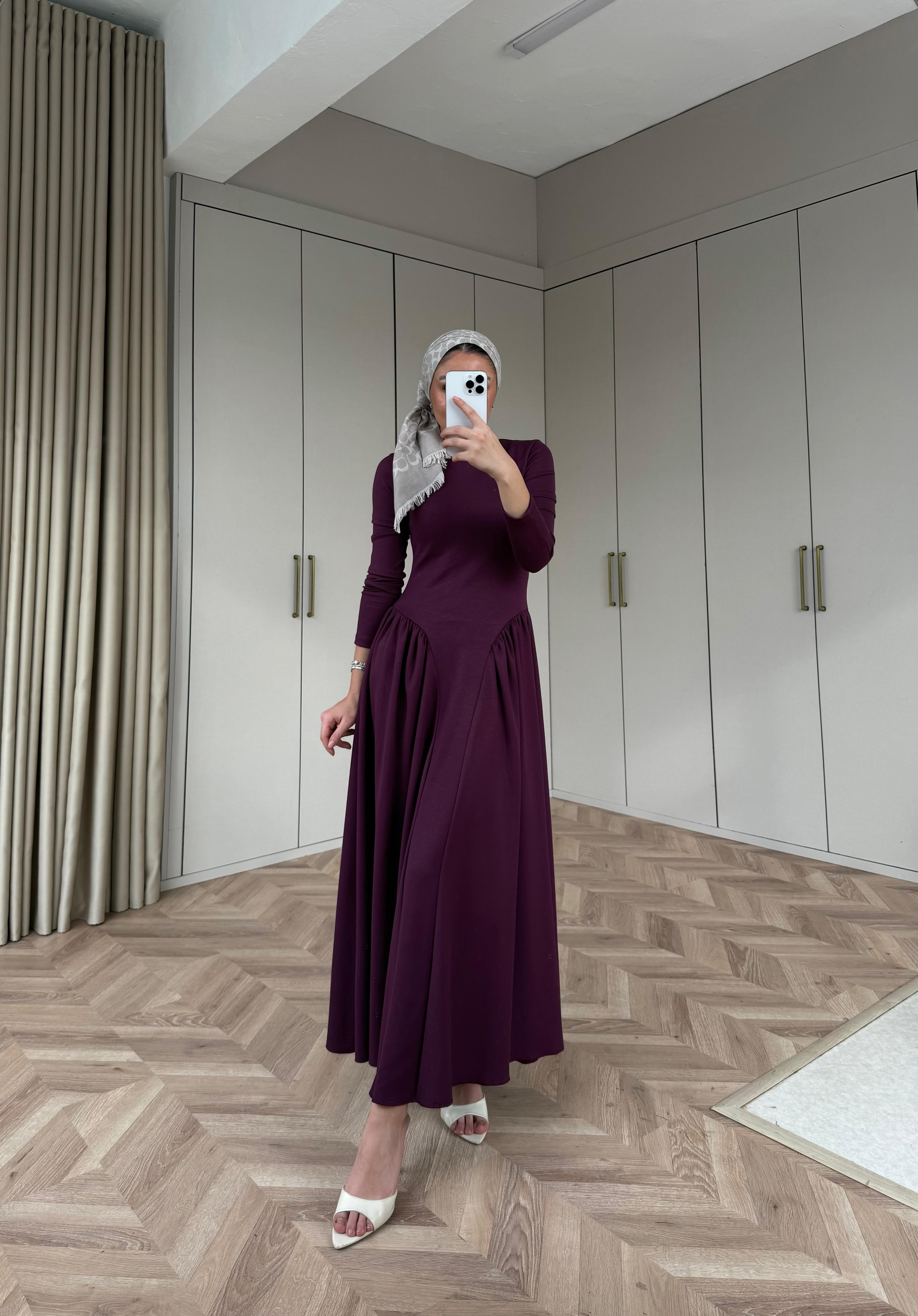 ELBSE-01H&R ButikDila Elbise Bordo