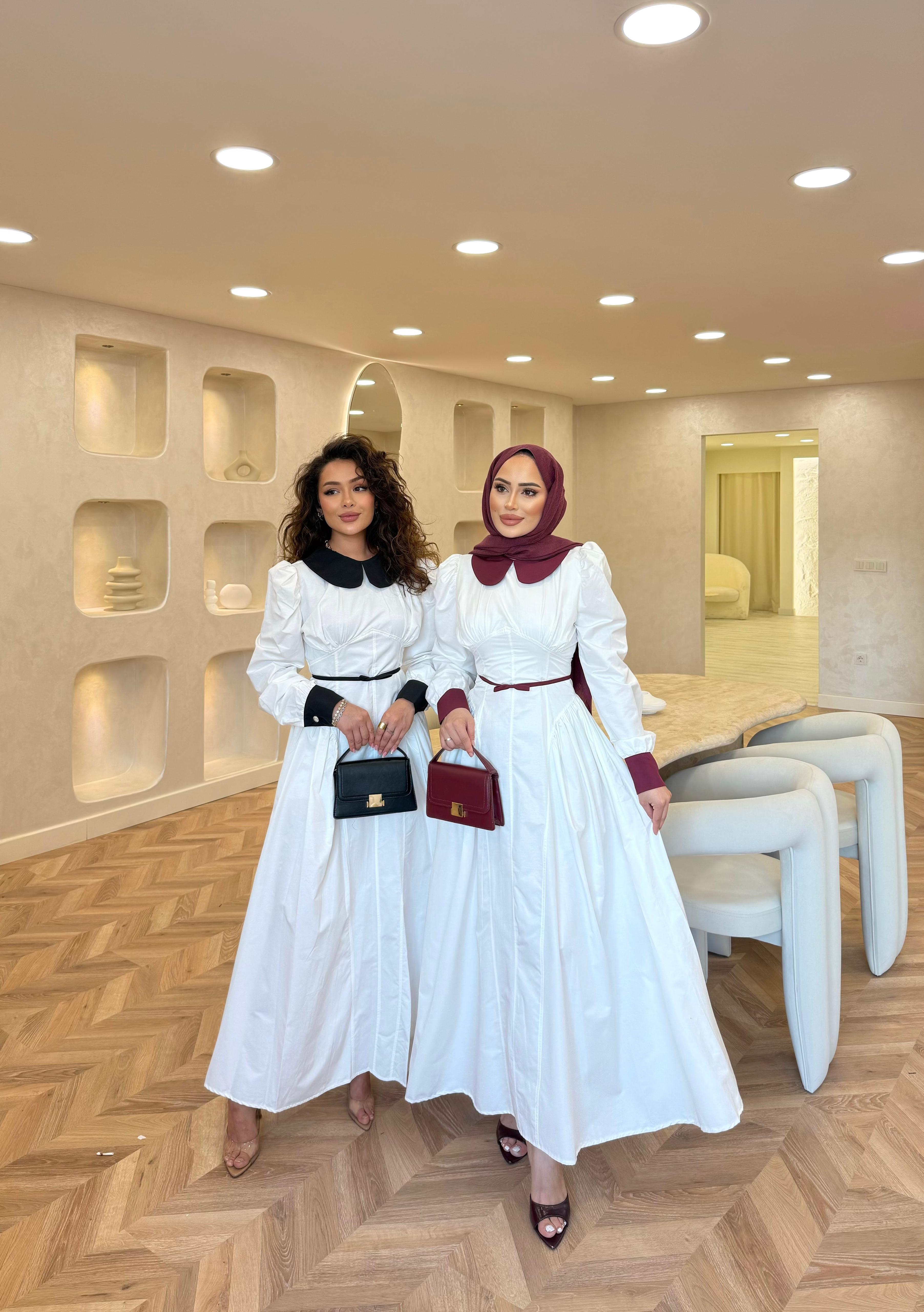 elbs-1703H&R ButikDua Yaka Detaylı Elbise Bordo