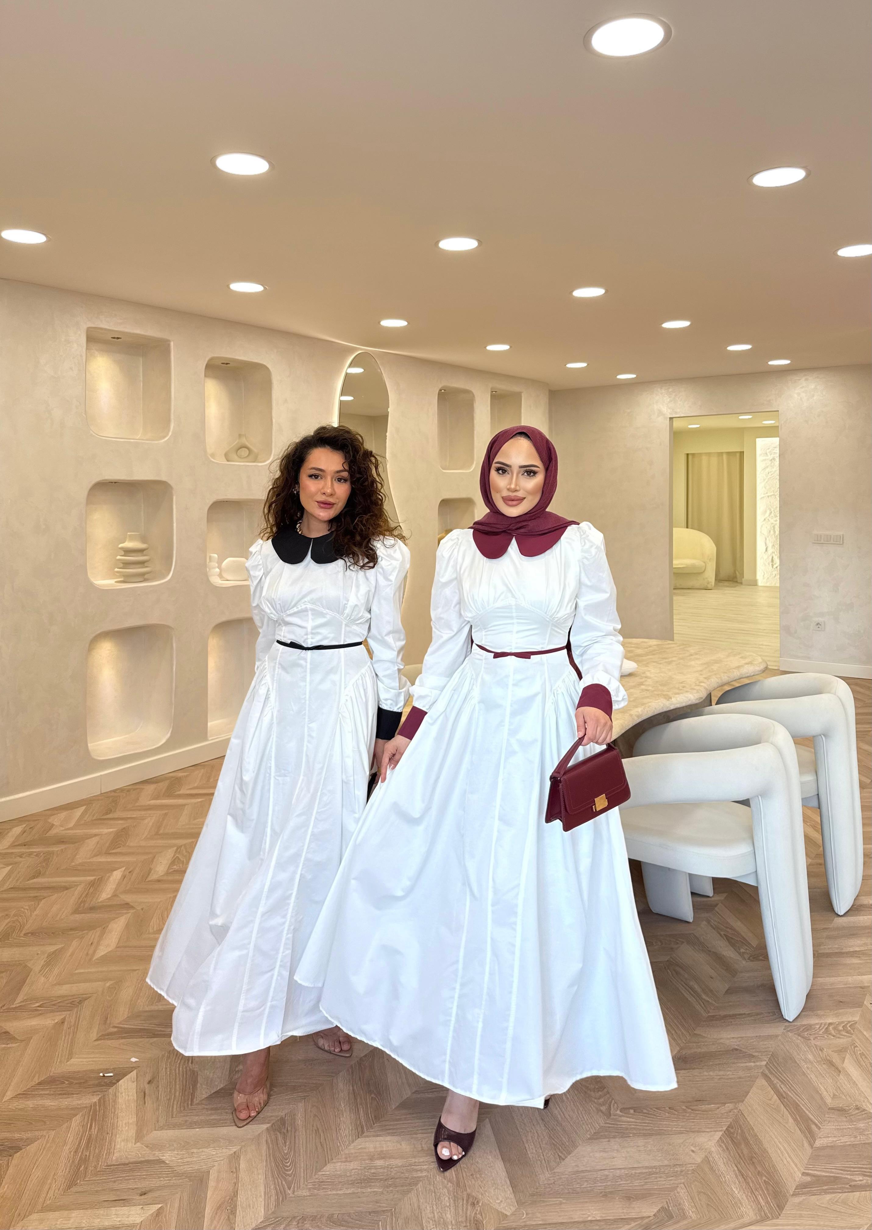 elbs-1703H&R ButikDua Yaka Detaylı Elbise Bordo