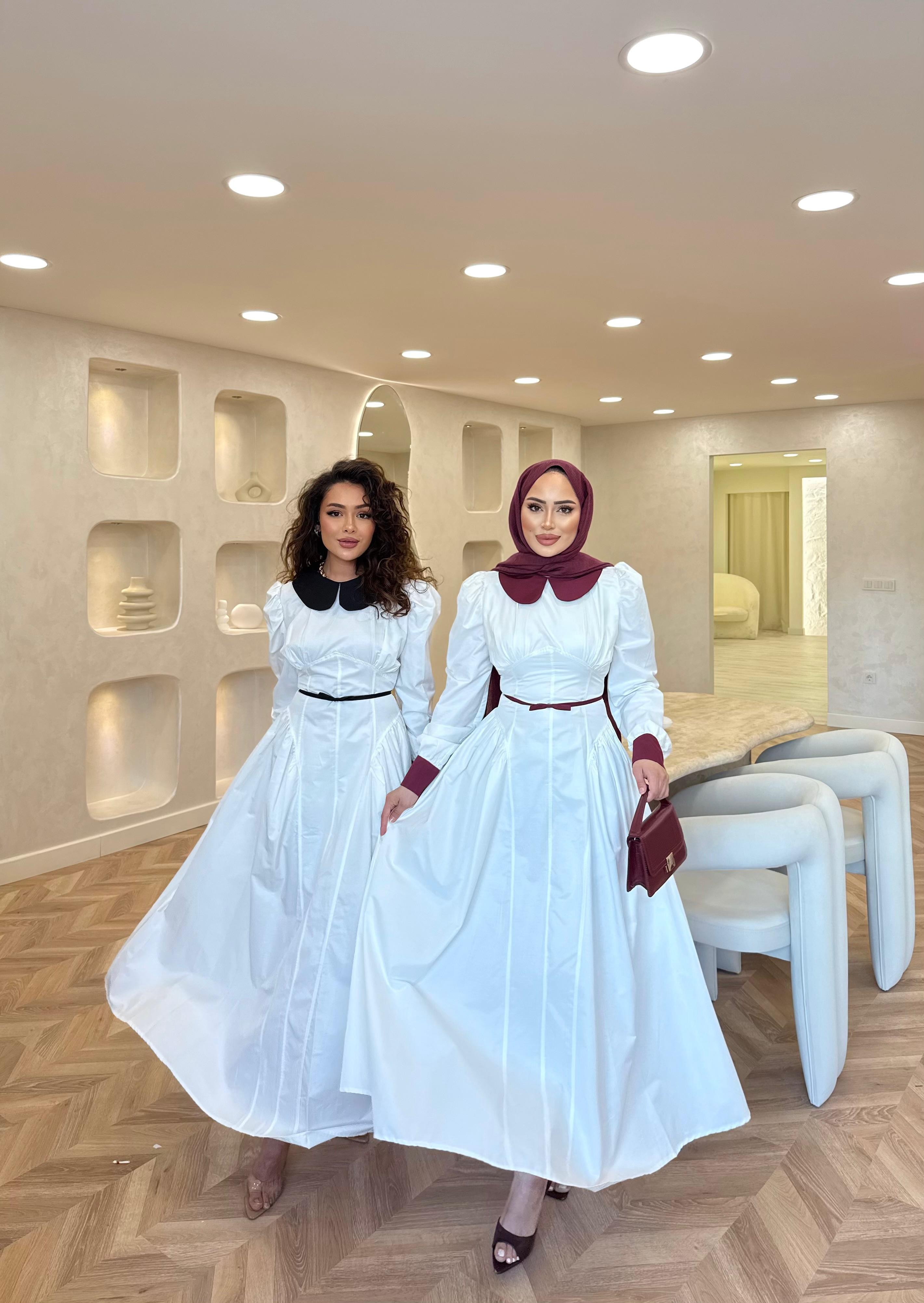 elbs-1703H&R ButikDua Yaka Detaylı Elbise Bordo