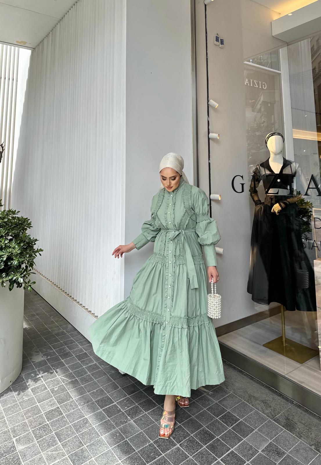 elbs-1346H&R ButikWendla Elbise Yeşil