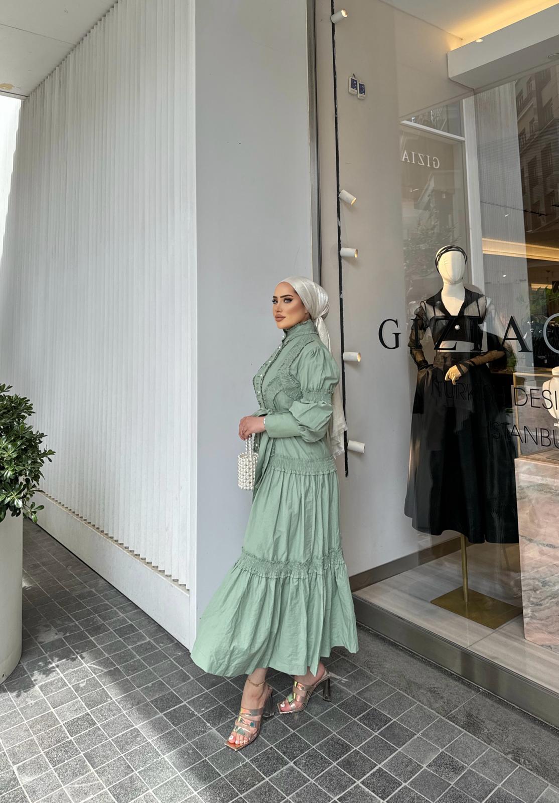 elbs-1346H&R ButikWendla Elbise Yeşil