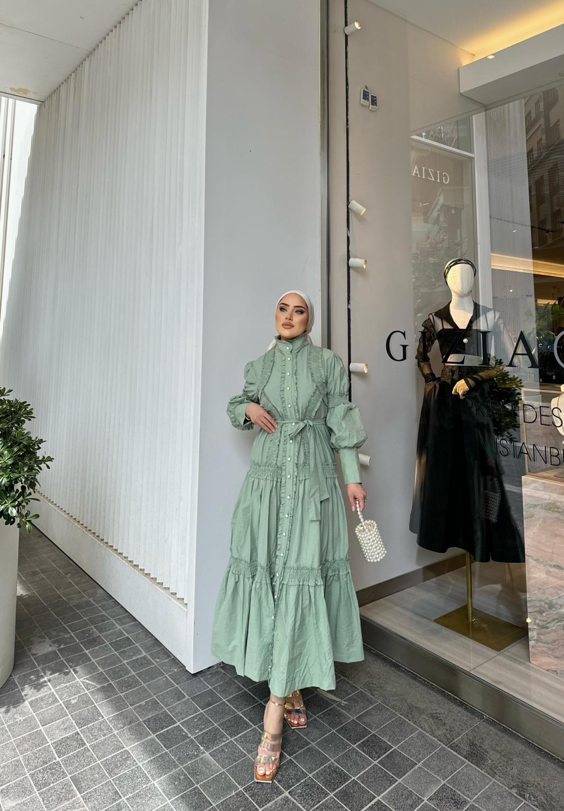 elbs-1346H&R ButikWendla Elbise Yeşil