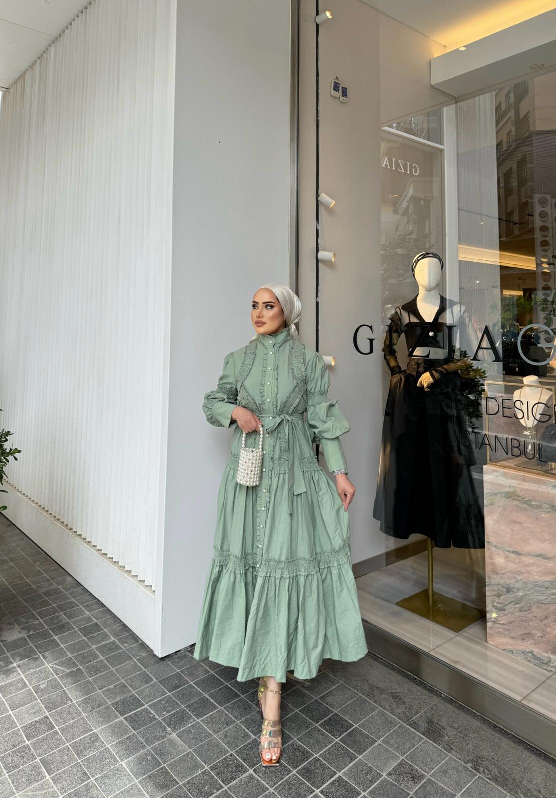 elbs-1346H&R ButikWendla Elbise Yeşil