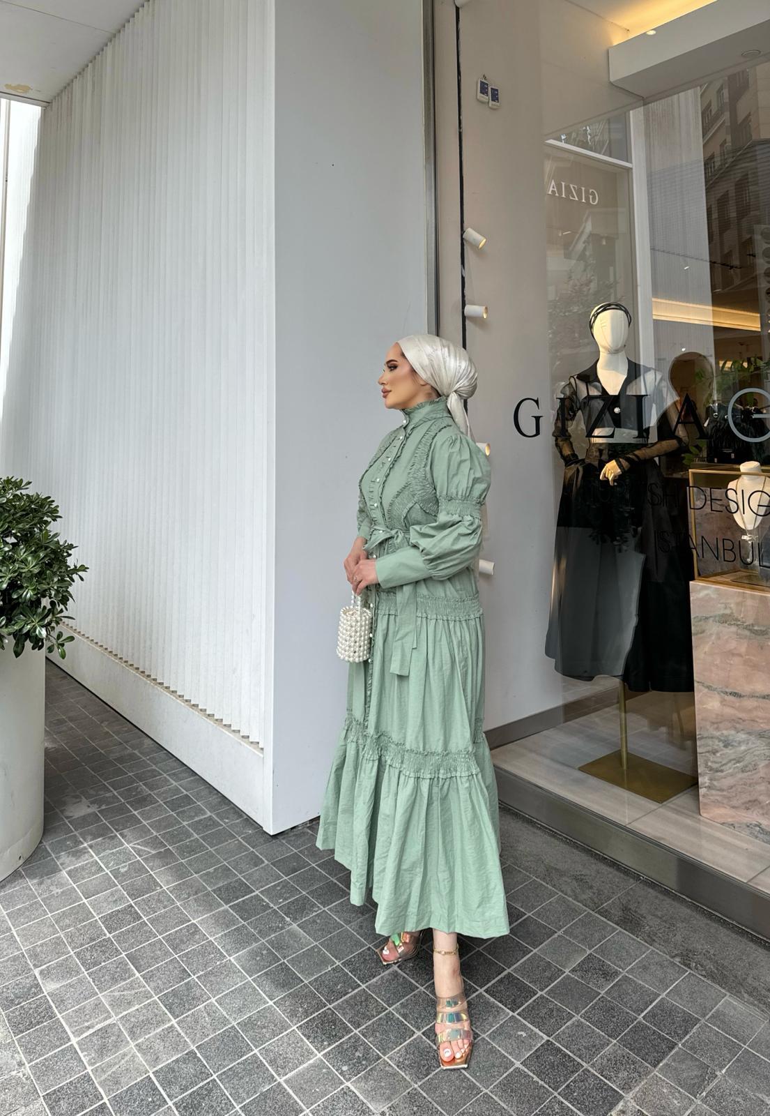 elbs-1346H&R ButikWendla Elbise Yeşil