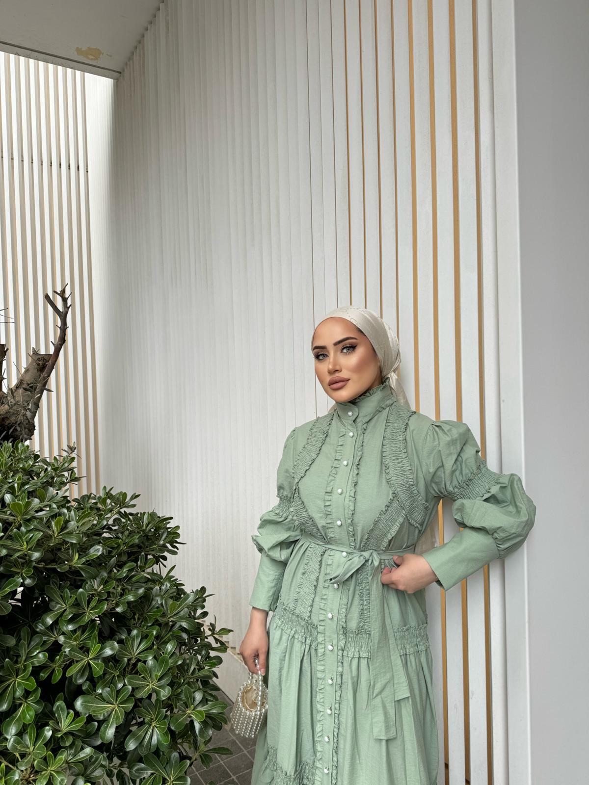 elbs-1346H&R ButikWendla Elbise Yeşil