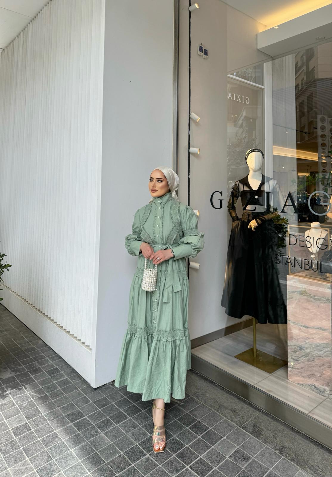 elbs-1346H&R ButikWendla Elbise Yeşil