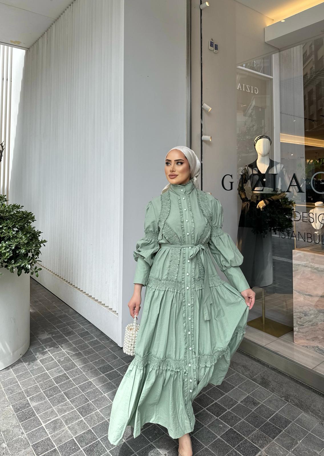 elbs-1346H&R ButikWendla Elbise Yeşil