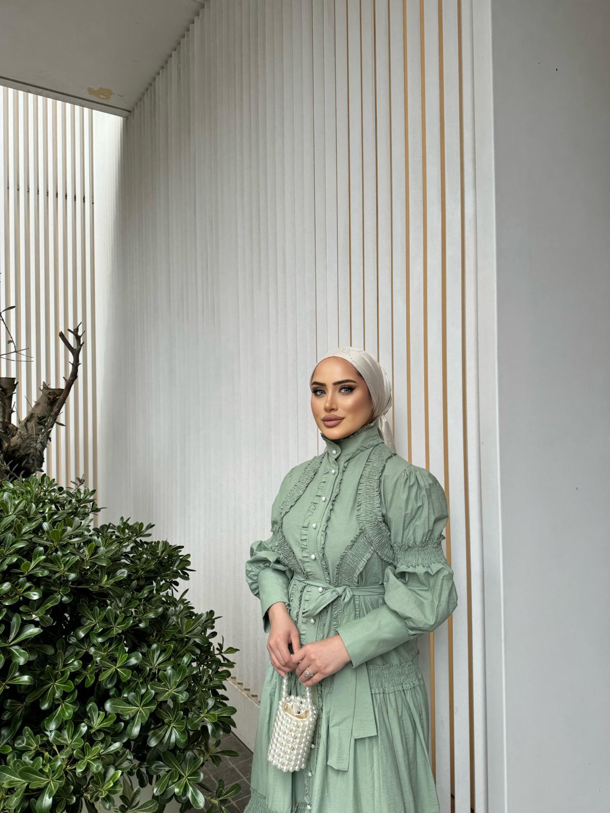 elbs-1346H&R ButikWendla Elbise Yeşil