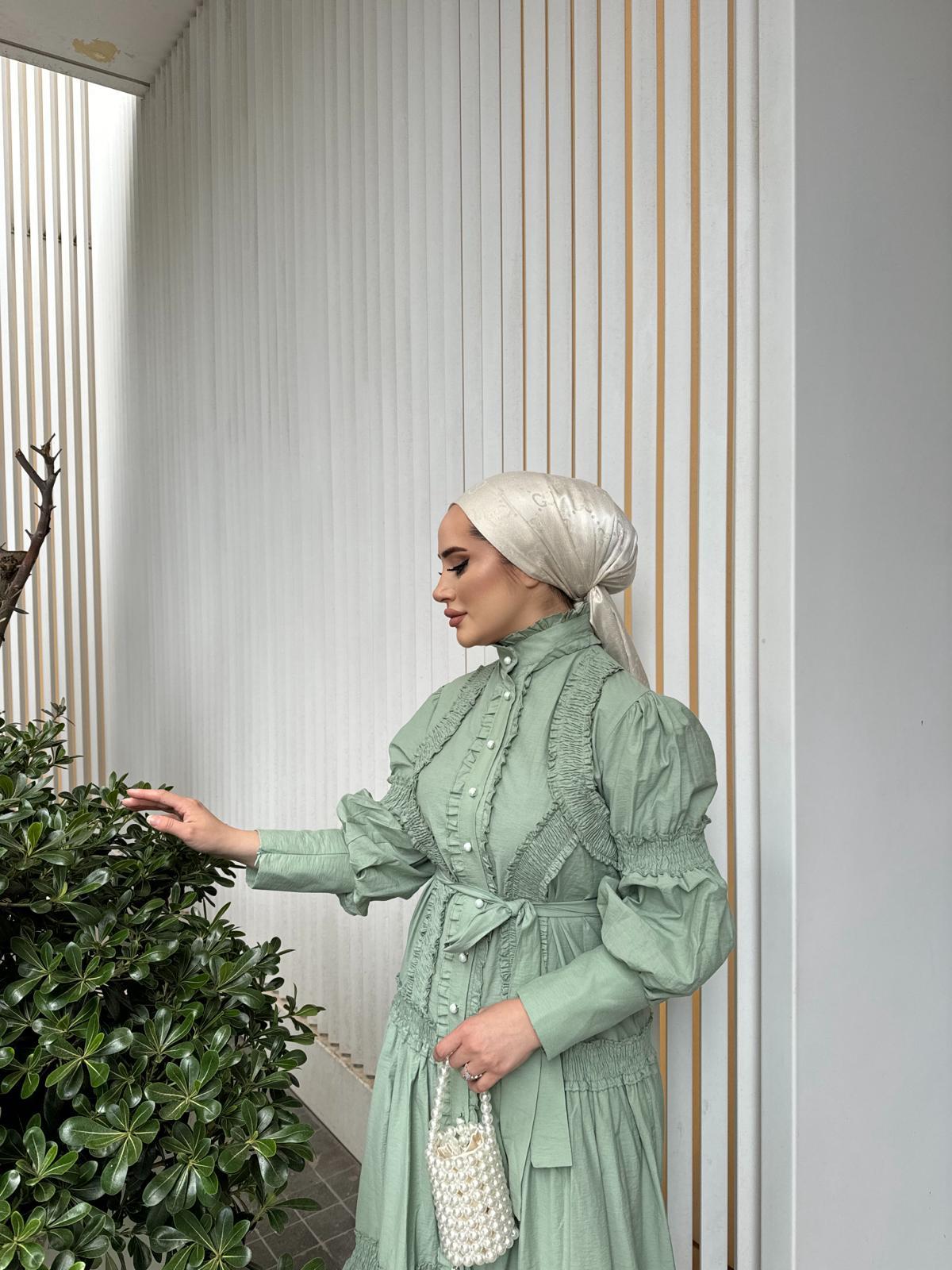 elbs-1346H&R ButikWendla Elbise Yeşil