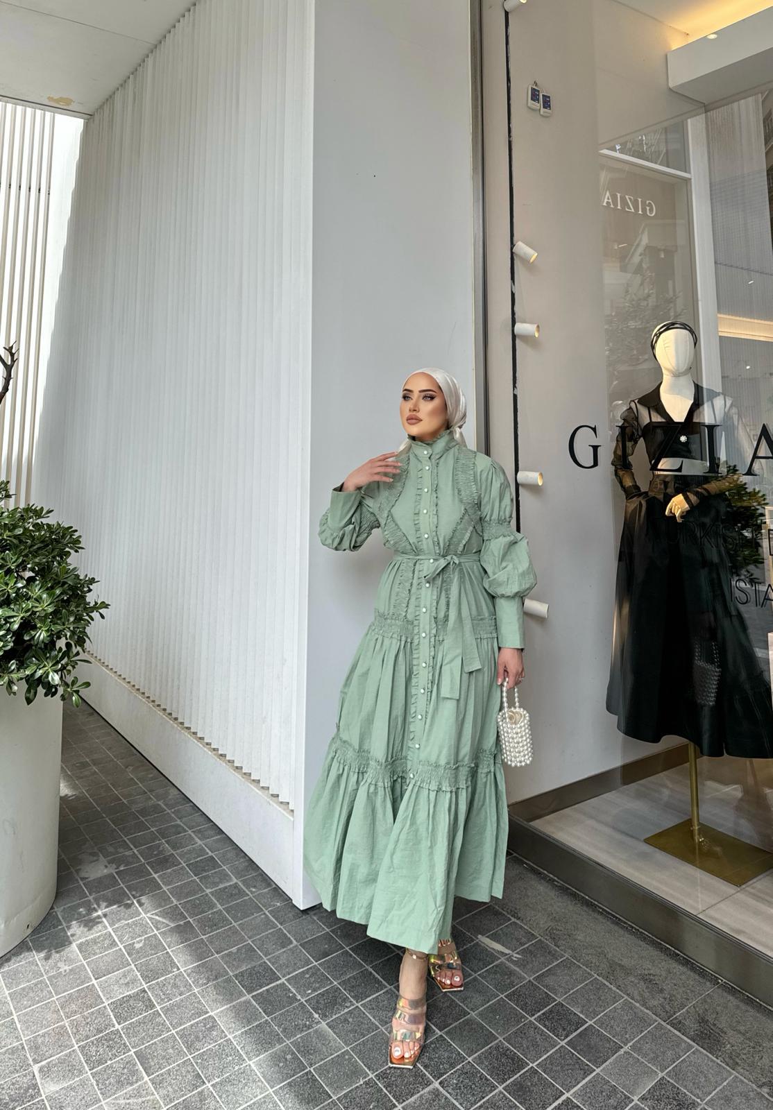 elbs-1346H&R ButikWendla Elbise Yeşil