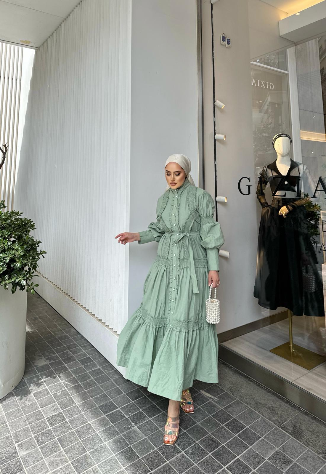 elbs-1346H&R ButikWendla Elbise Yeşil