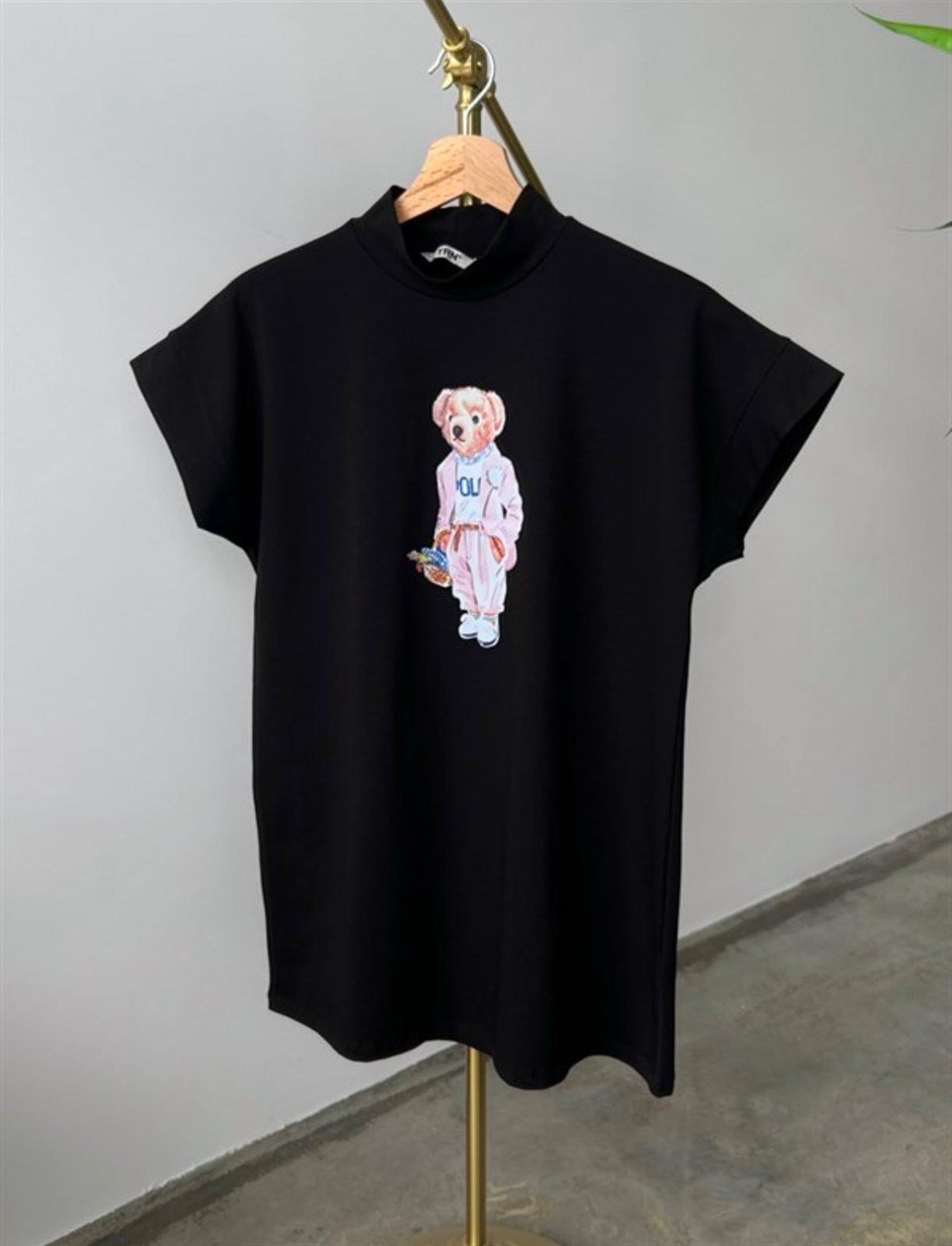 İCK-04H&R ButikSiyah-Pembe İçlik Teddy Tişört