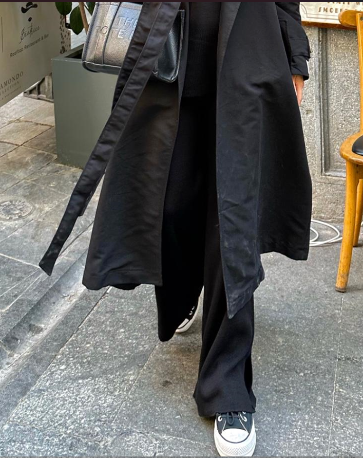 PANTLN-48H&R ButikTriko Yan Yırtmaçlı Pantolon Siyah