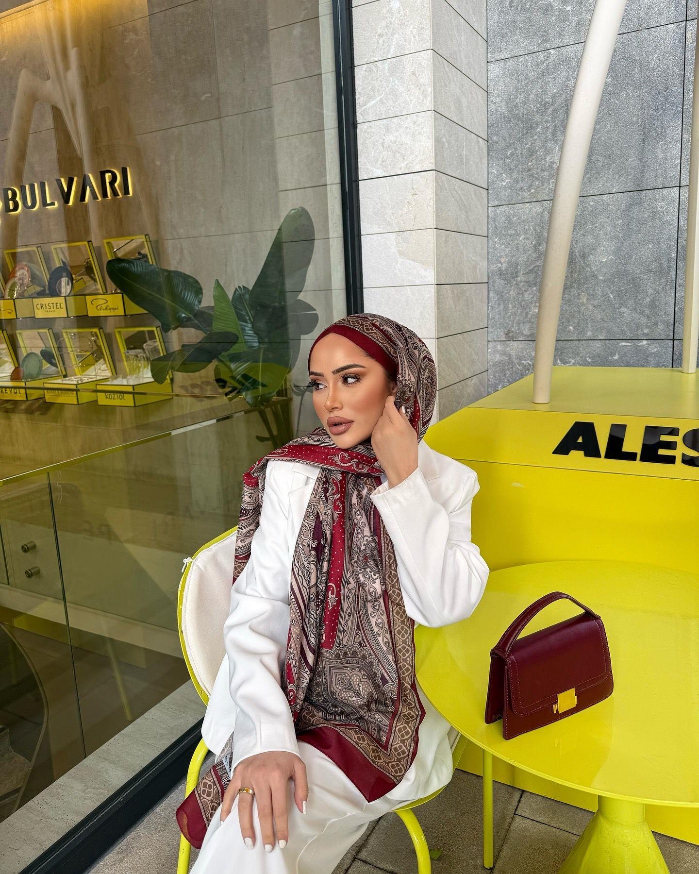 ŞAL-09H&R ButikEtro Desen Şal Bordo