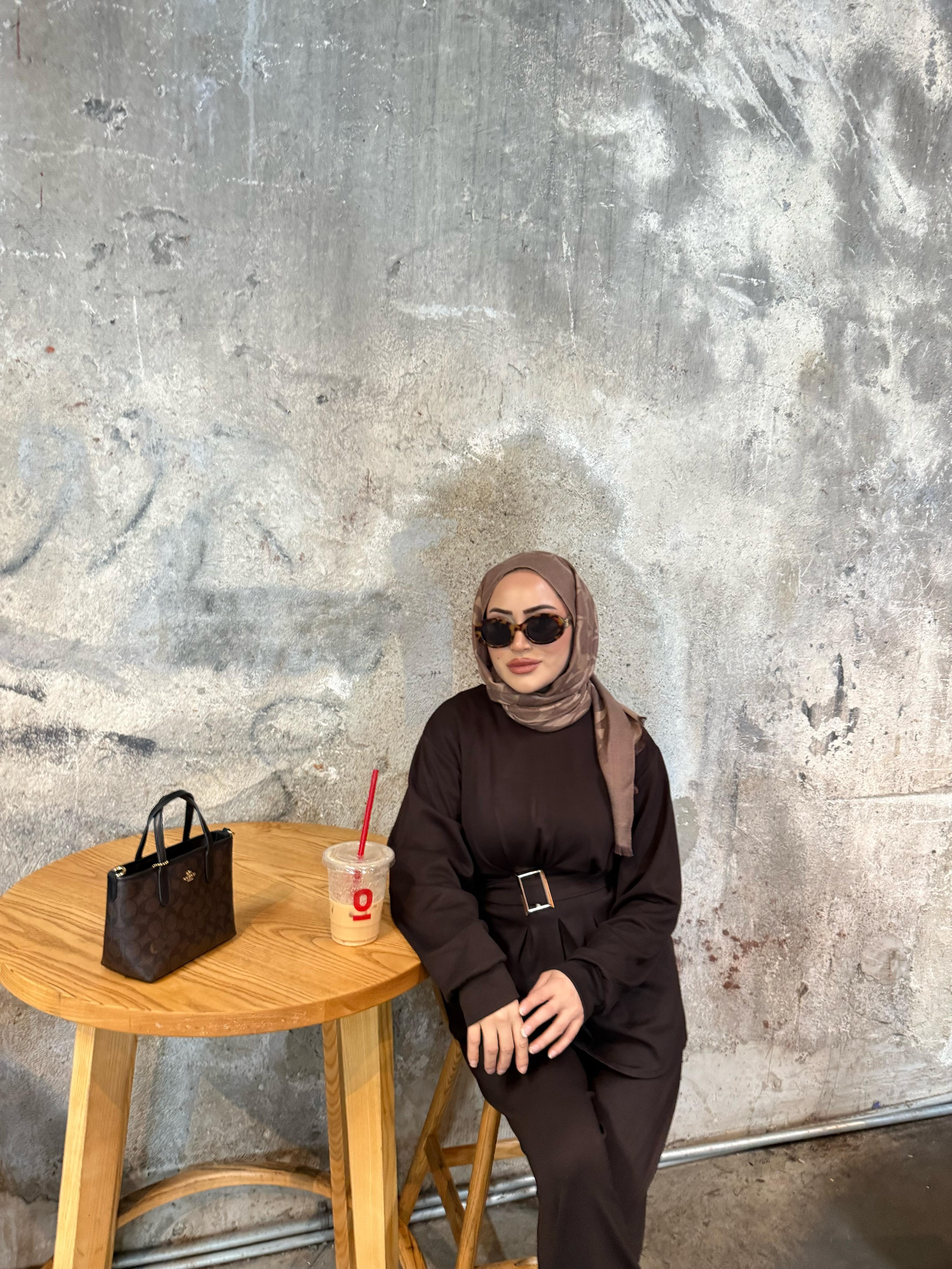 TKM-1914H&R ButikEsna Kemerli Oysh Takım Acı Kahve