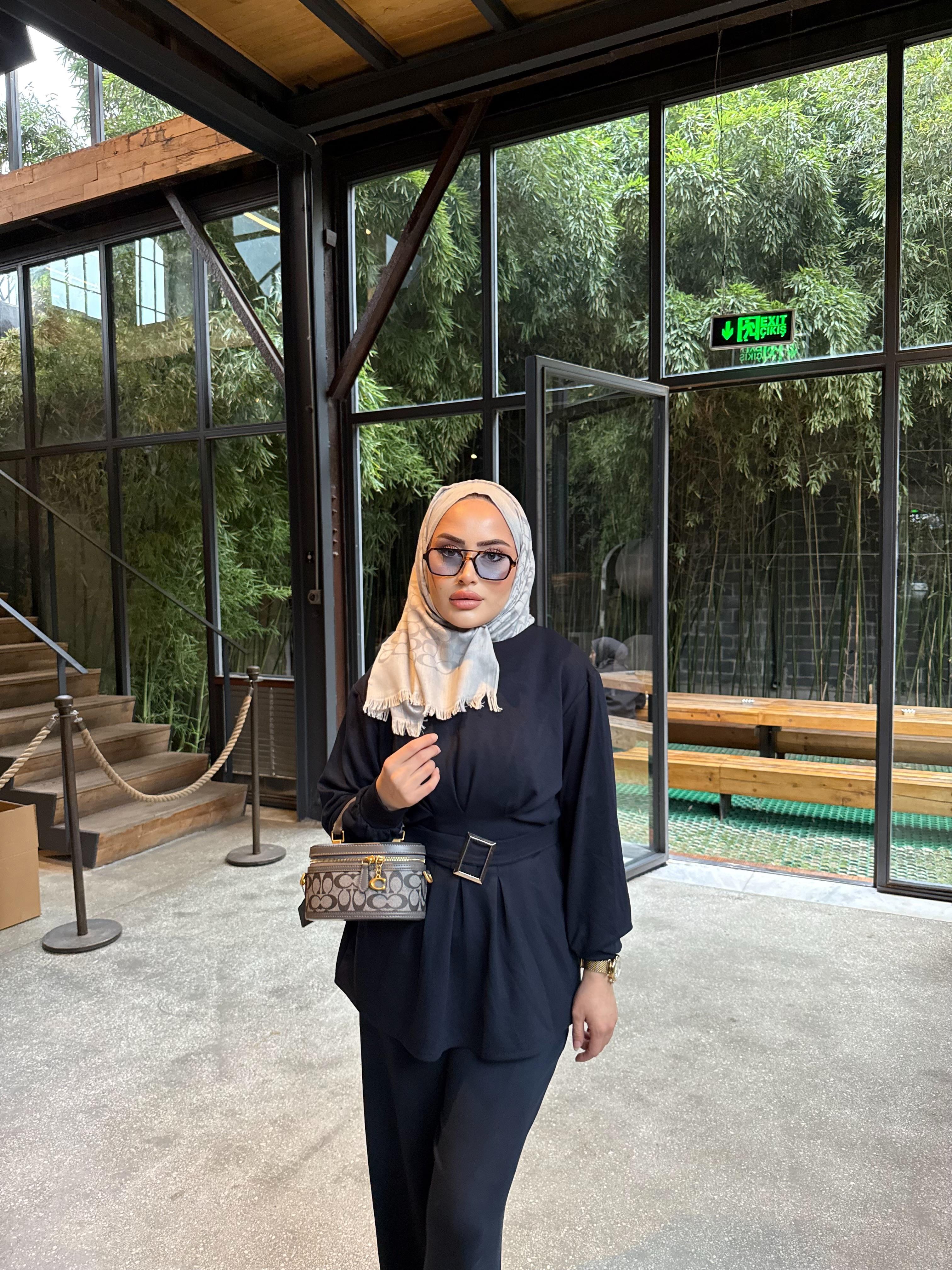 TKM-1913H&R ButikEsna Kemerli Oysh Takım Lacivert