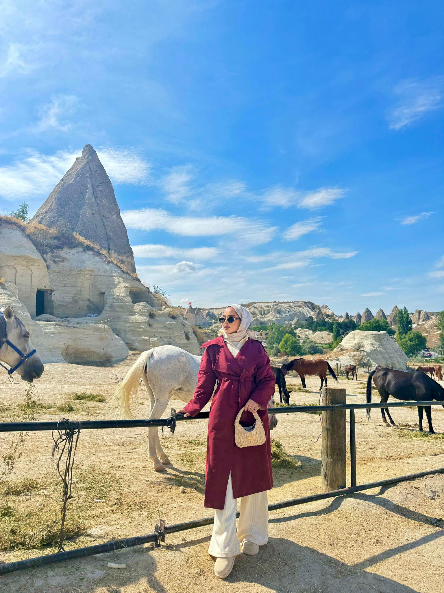 Trenc-55H&R ButikWeqa Uzun Trenç Bordo