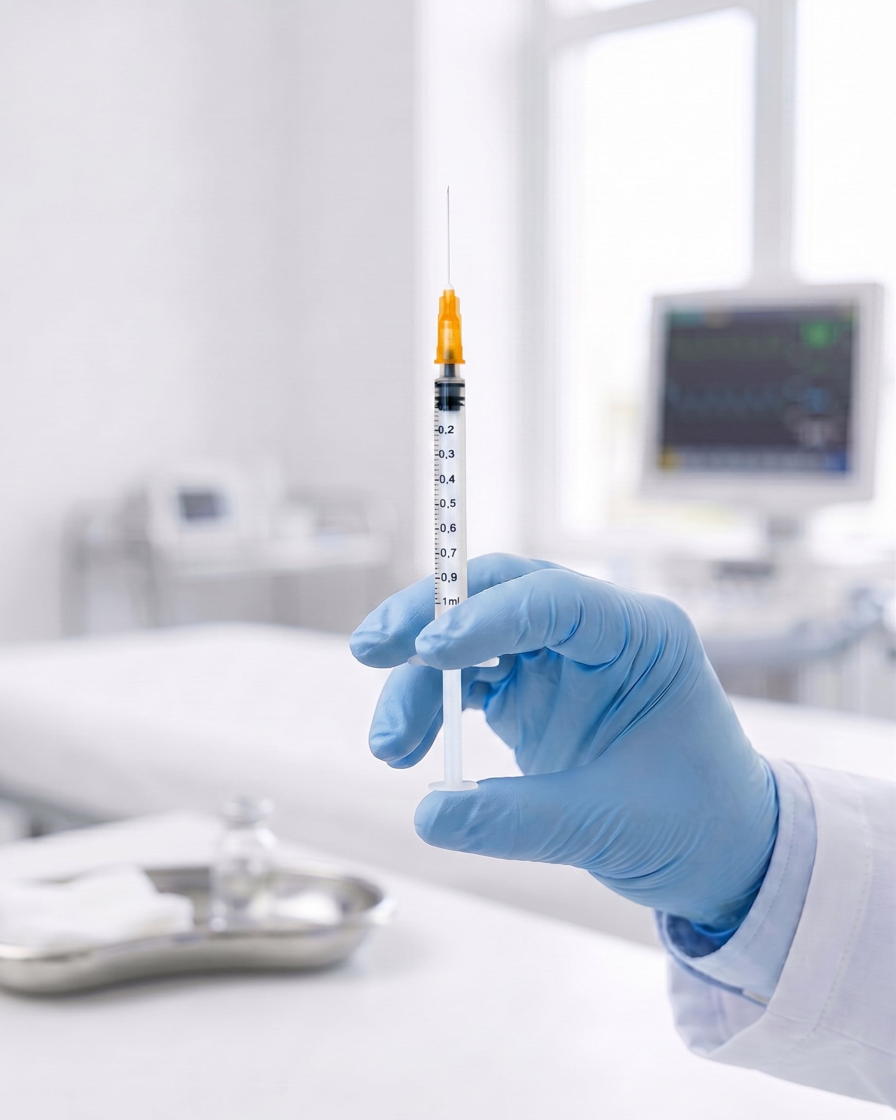 01 ml. , 3 Parçalı , 25G (0.51mm.), 25mm,Turuncu İğneli Şırınga, Aşı Enjektörü 5 Ad./Pkt.
