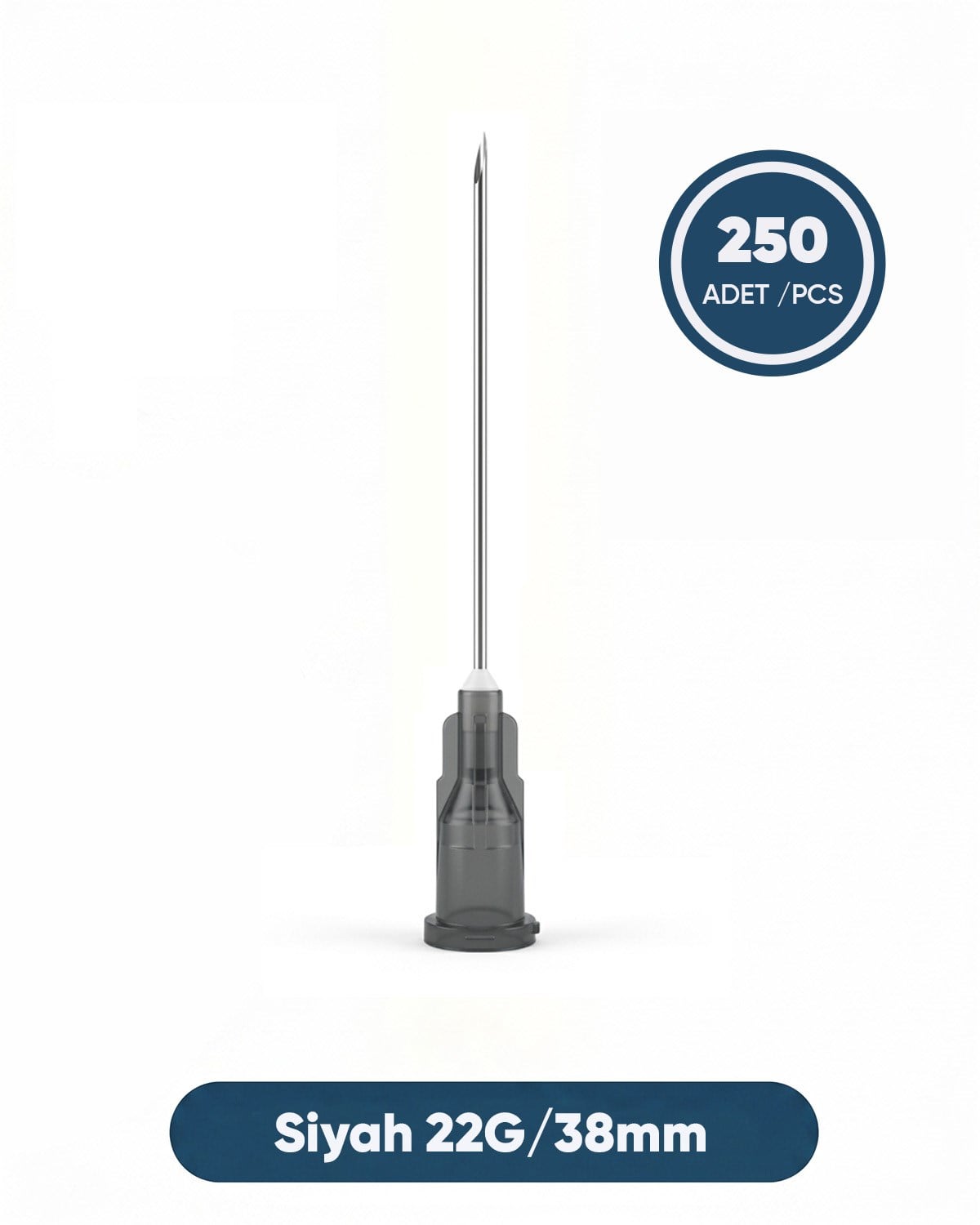 22G (0.82mm.), 38mm,Siyah Enjektör İğnesi 250 Ad./Pkt.