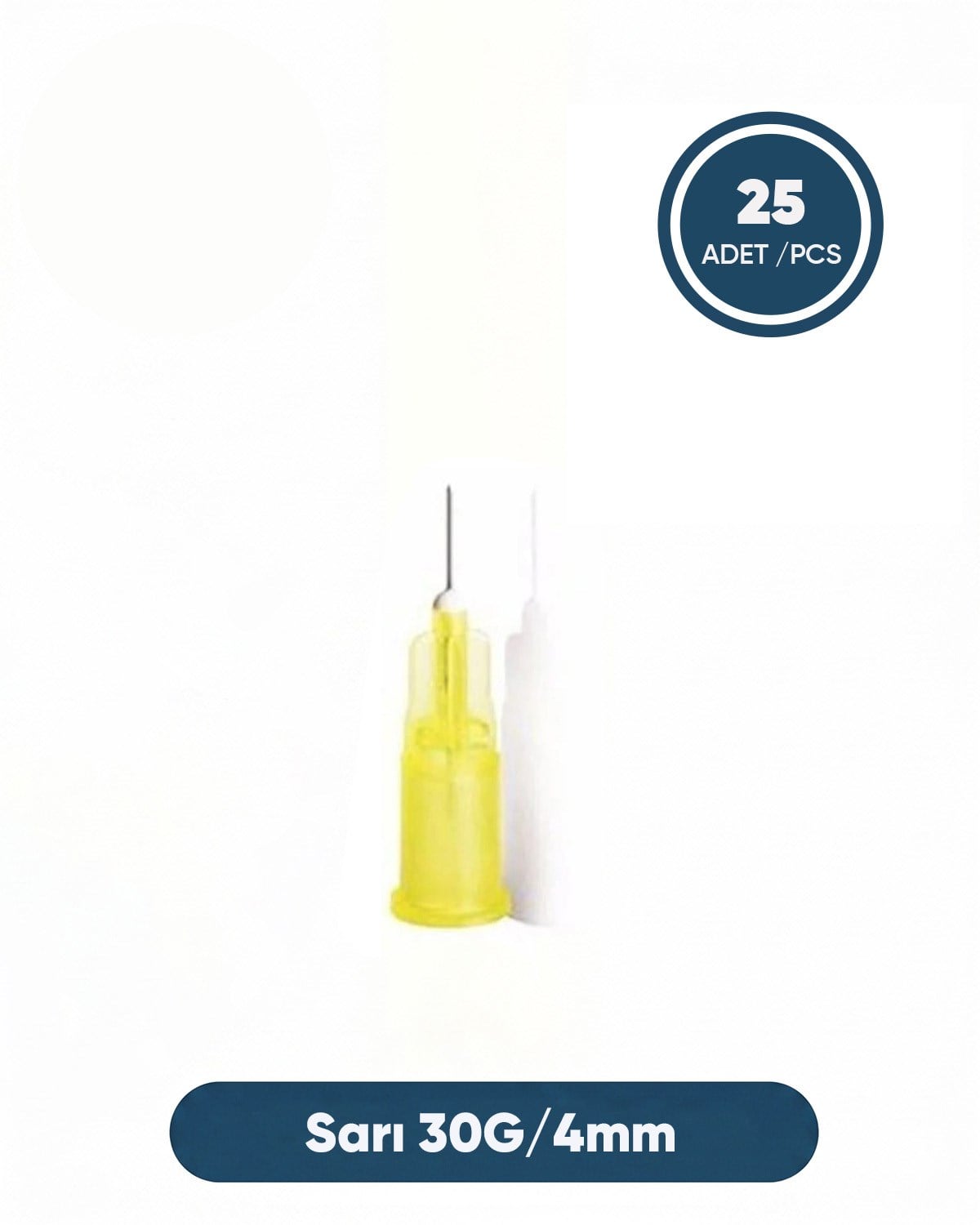 30G (0.82mm.), 4mm,Sarı Enjektör İğnesi 25 Ad./Pkt.