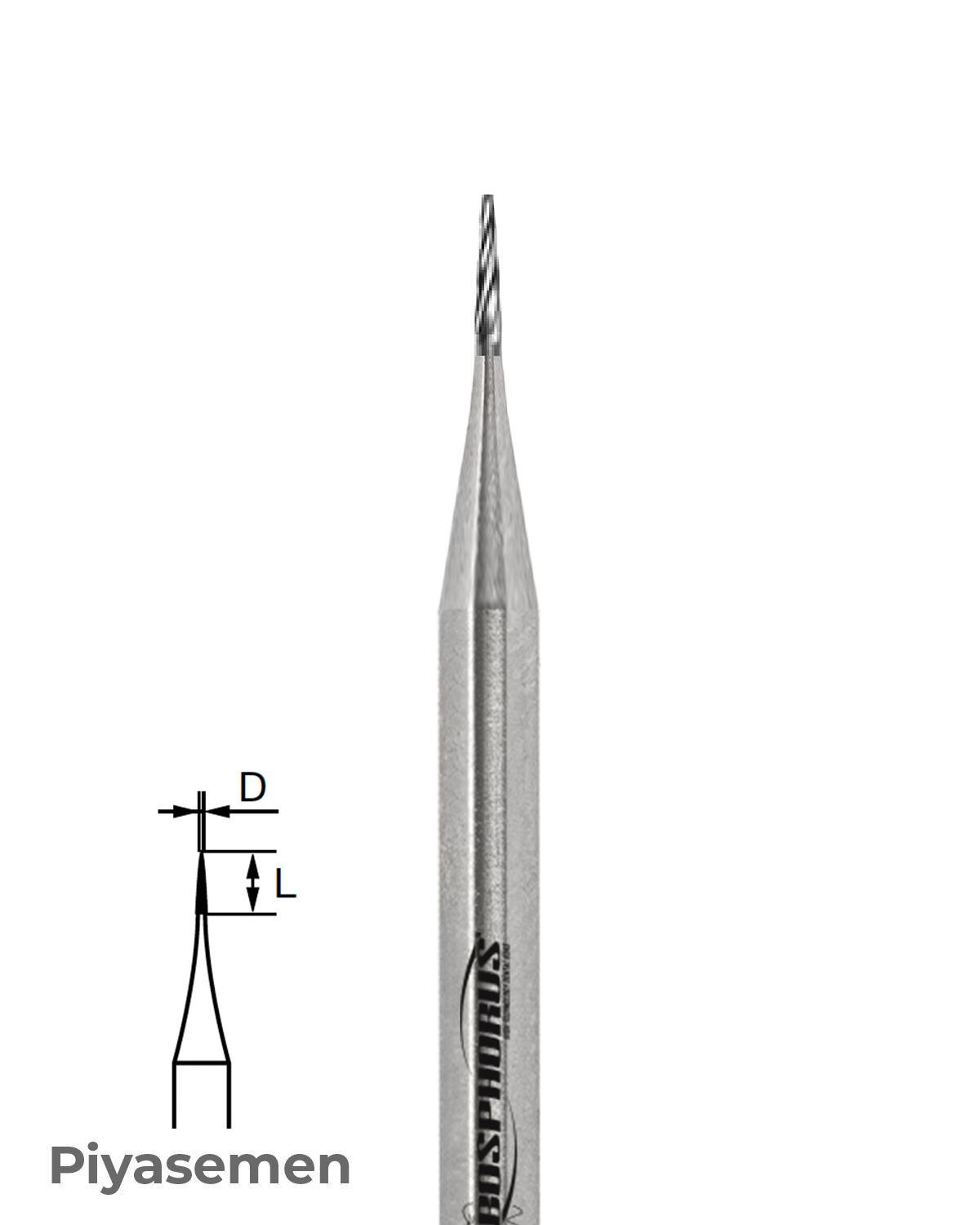 500104195Bos Piyesemen Tungsten Karbit Alev Uçlu, Laboratuvar Frez