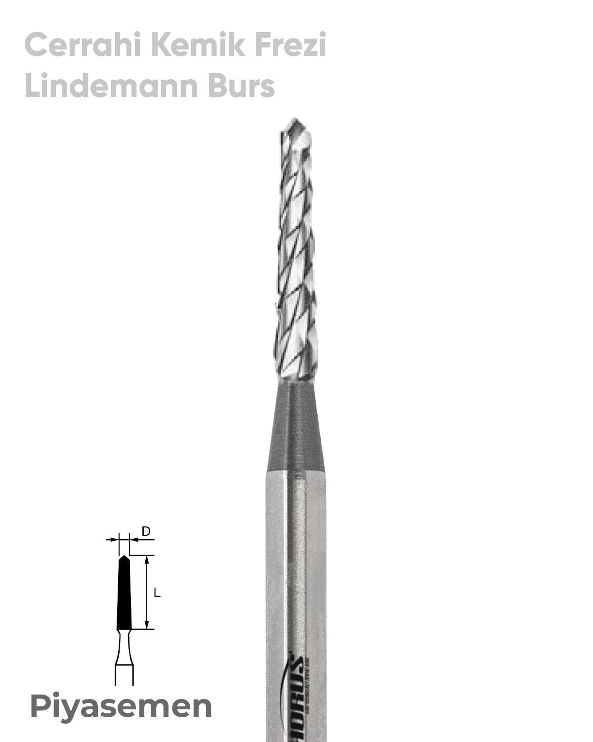 500104408Bos Piyesemen Tungsten Karbit Cerrahi Kemik Kesici Frez, Lindemann Frezi Frez
