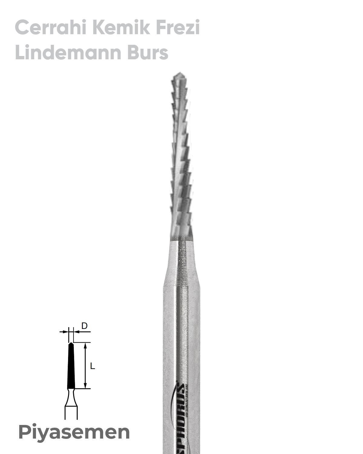 500104408Bos Piyesemen Tungsten Karbit Cerrahi Kemik Kesici Frez, Lindemann Frezi Frez