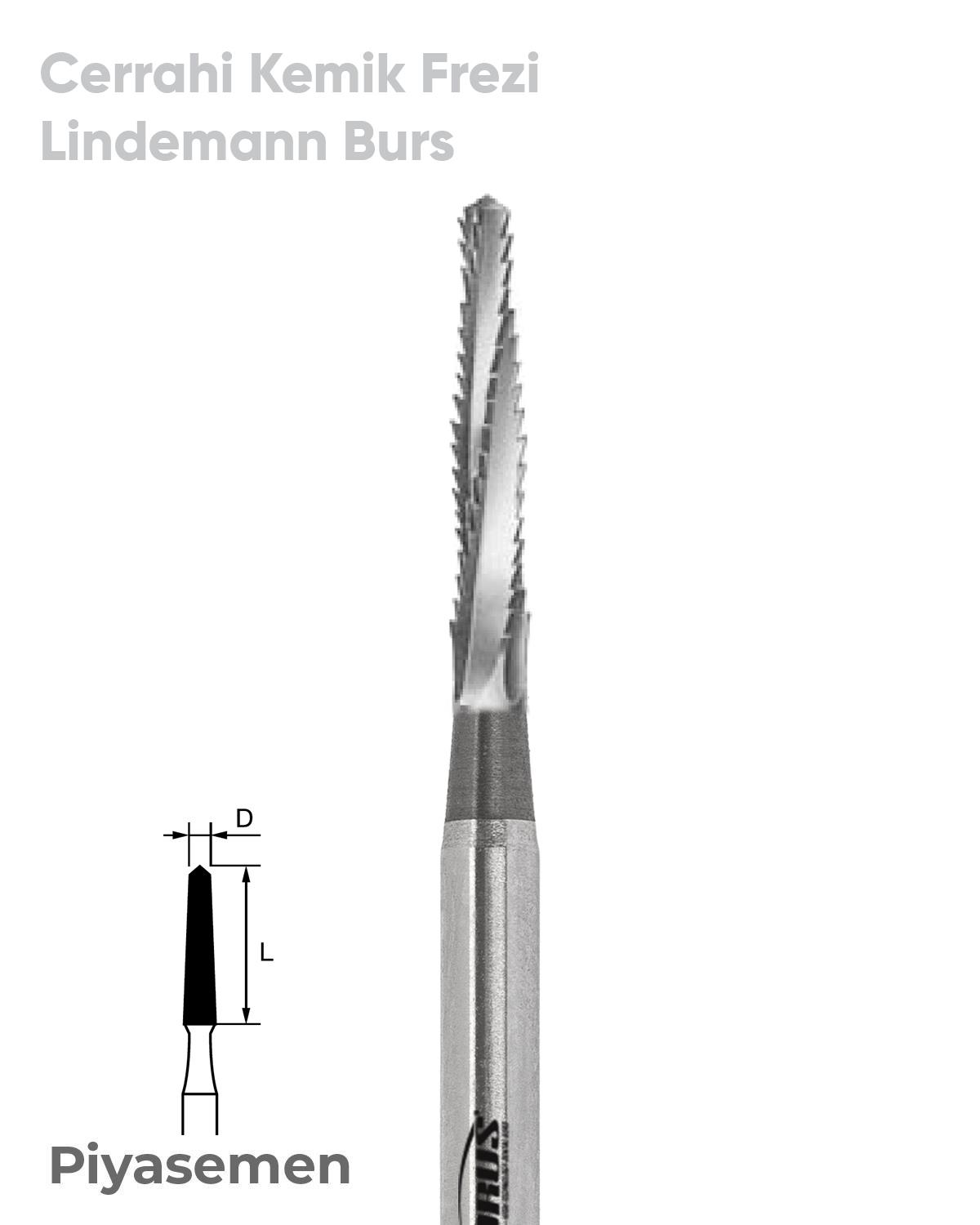 500104410Bos Piyesemen Tungsten Karbit Cerrahi Kemik Kesici Frez, Lindemann Frezi Frez