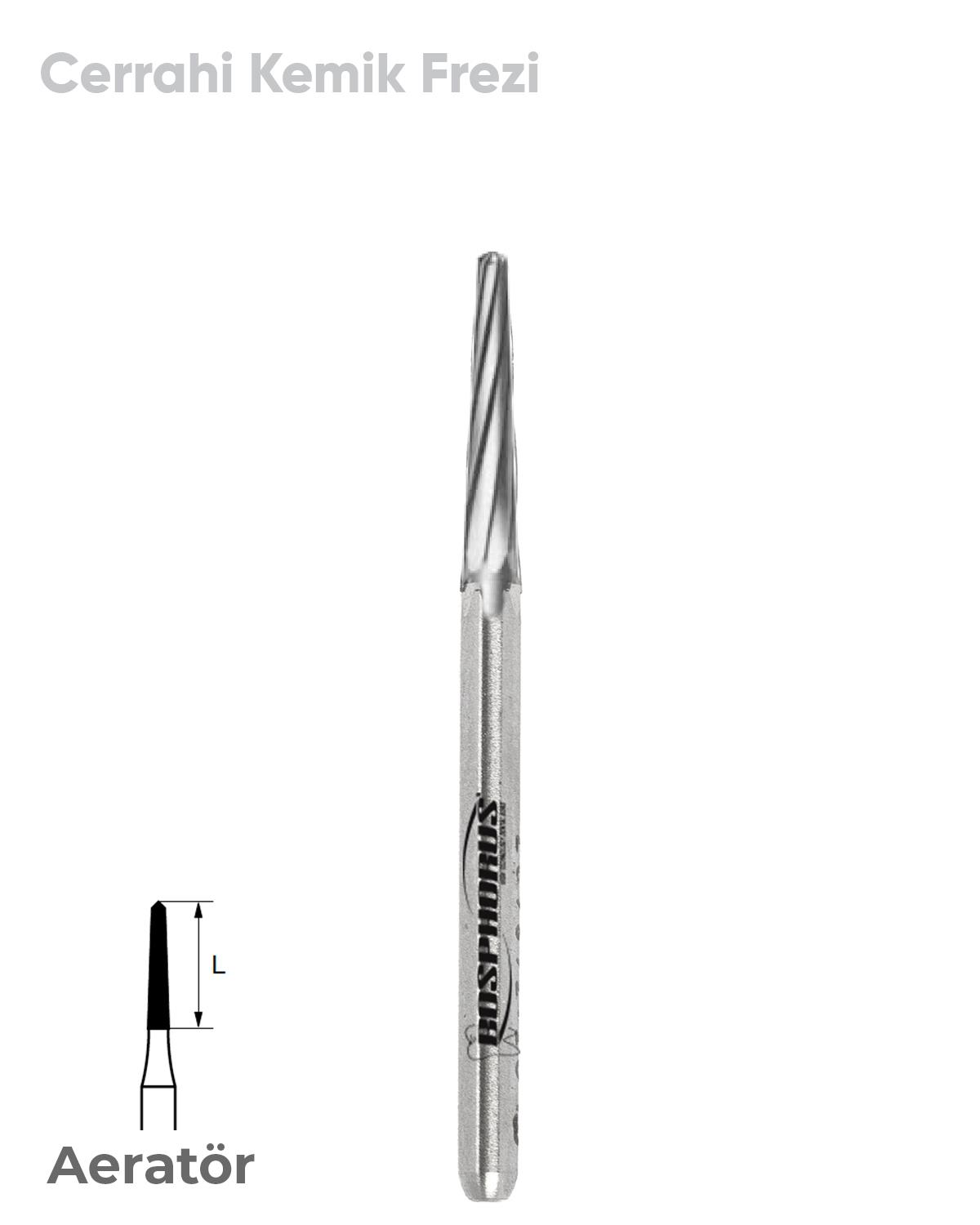 500314210Bos Aeratör Tungsten Karbit Sivri Bitim Konik, Cerrahi Kemik Kesici Frez