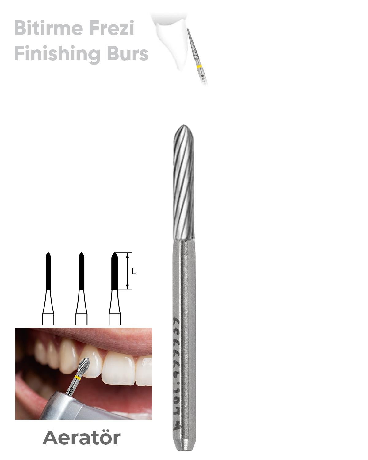 500314289Bos Aeratör Tungsten Karbit Konik Uçlu Silindir, Bitirme Frez