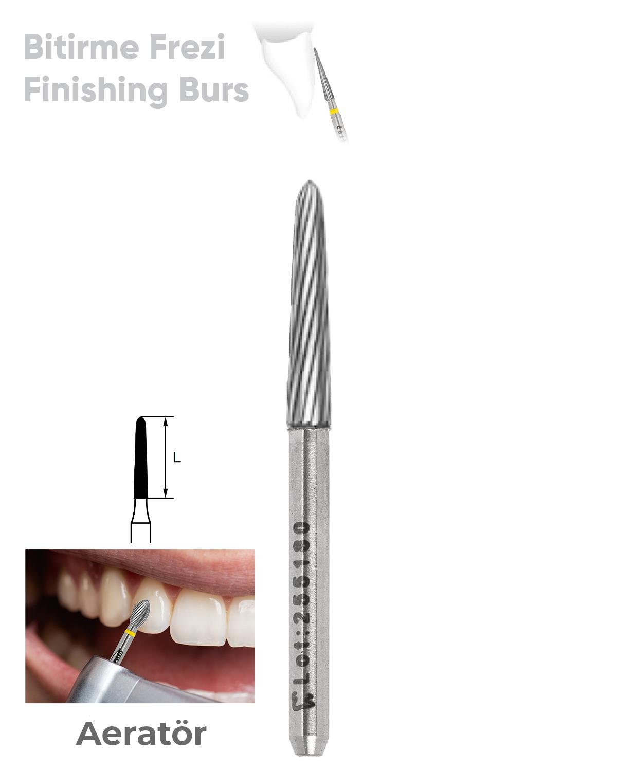 500314299Bos Aeratör Tungsten Karbit Sivri Bitim Konik, Bitirme Frez
