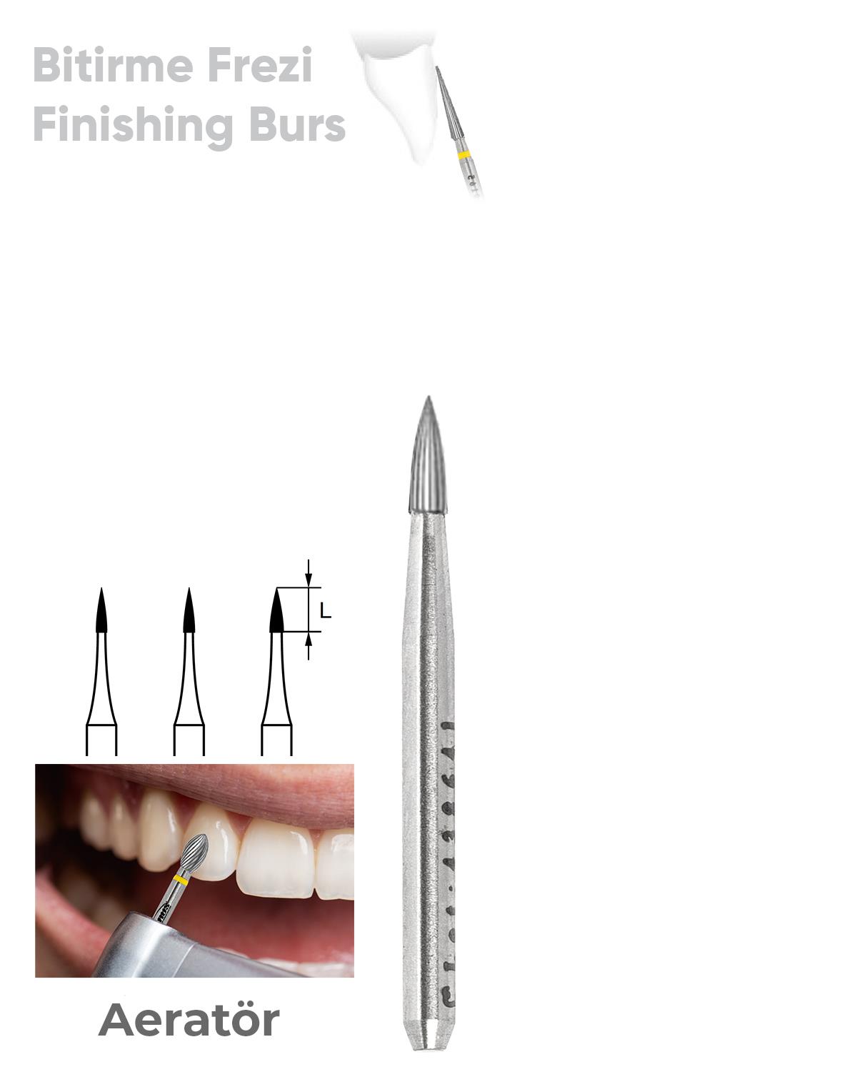 500314496Bos Aeratör Tungsten Karbit Alev Uçlu, Bitirme Frez