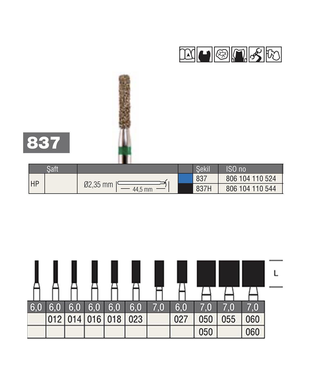806104110Bos Piyesemen Elmas Düz Bitim Silindir Fisür Frez