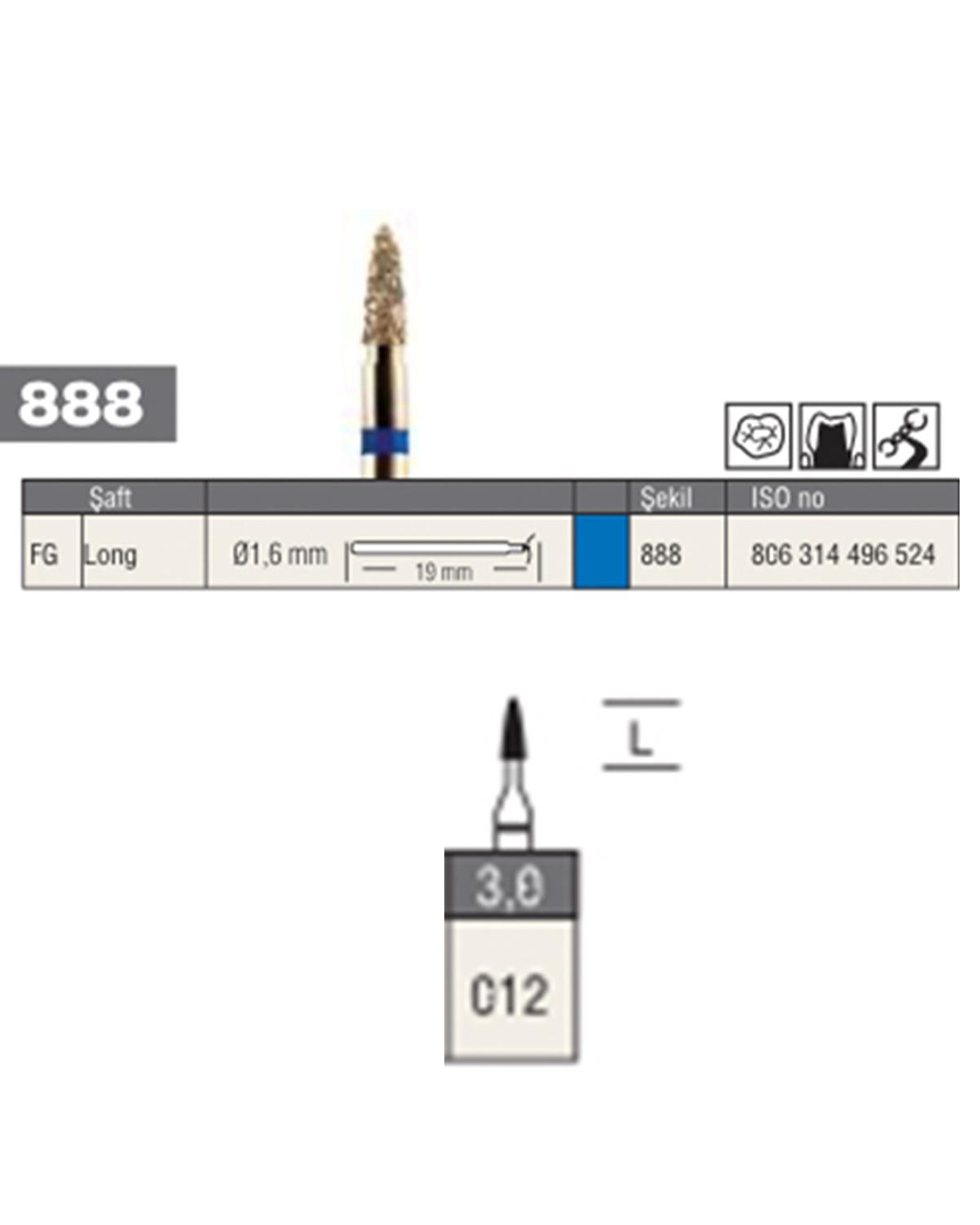 806314496Bos Aeratör Elmas Alev Uçlu Frez