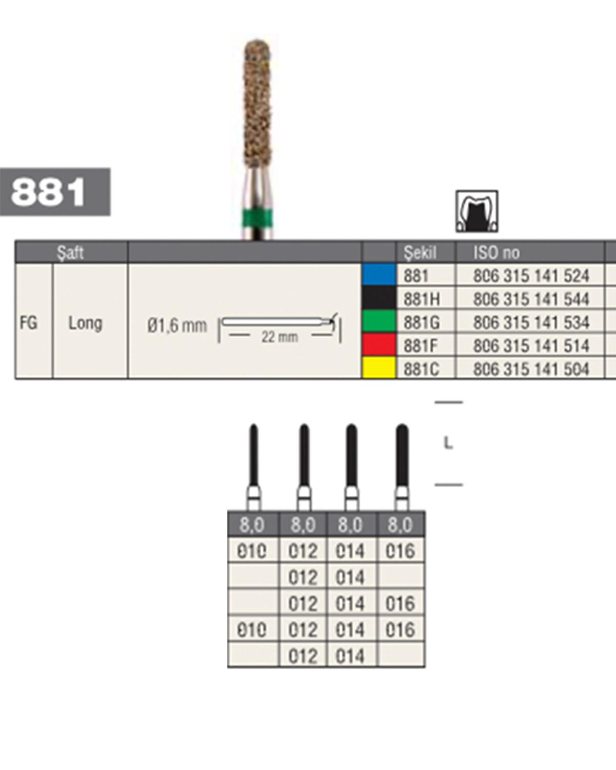 806315141Bos Aeratör Elmas Yuvarlak Bitim Silindir Fisür Frez