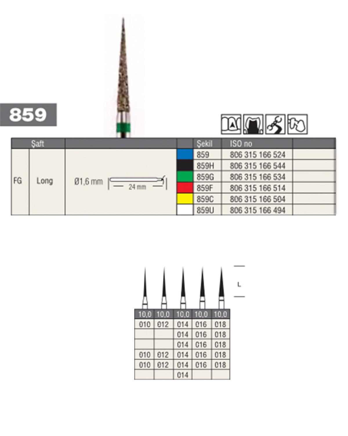 806315166Bos Aeratör Elmas İğne Konik Alev Uçlu Frez