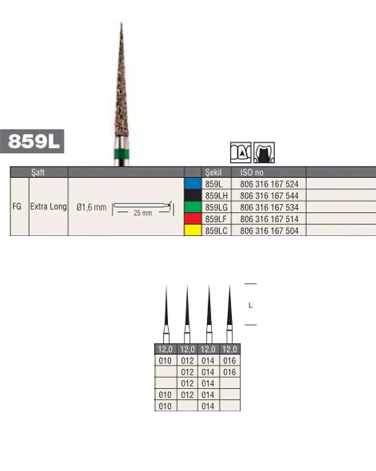 806316167Bos Aeratör Elmas İğne Konik Alev Uçlu Frez