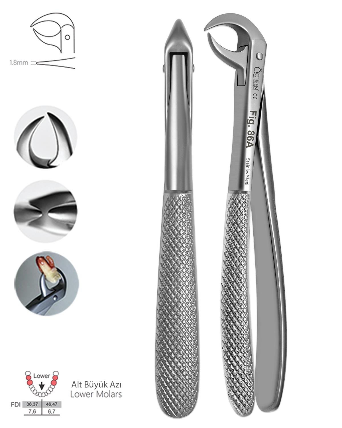 Alt Molar (Furkasyon) Davyesi Fig. 86A 1,8mm 15cm