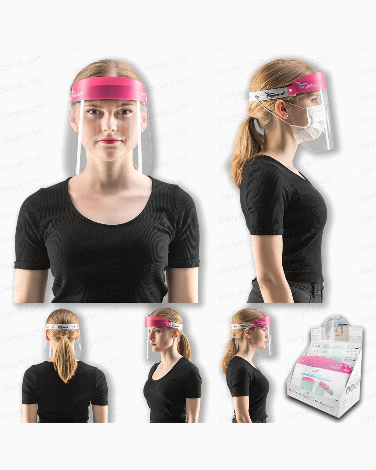 Antifog Face Shield Splash Protection Pink  1 Pcs