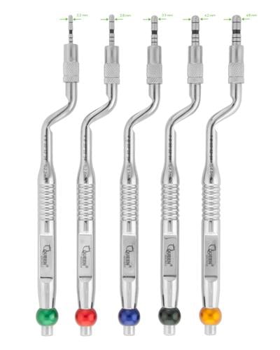 Dış Bükey L açılı Osteotom Seti 2.2/3/3.3/4mm 17cm 5 Parça/Pkt