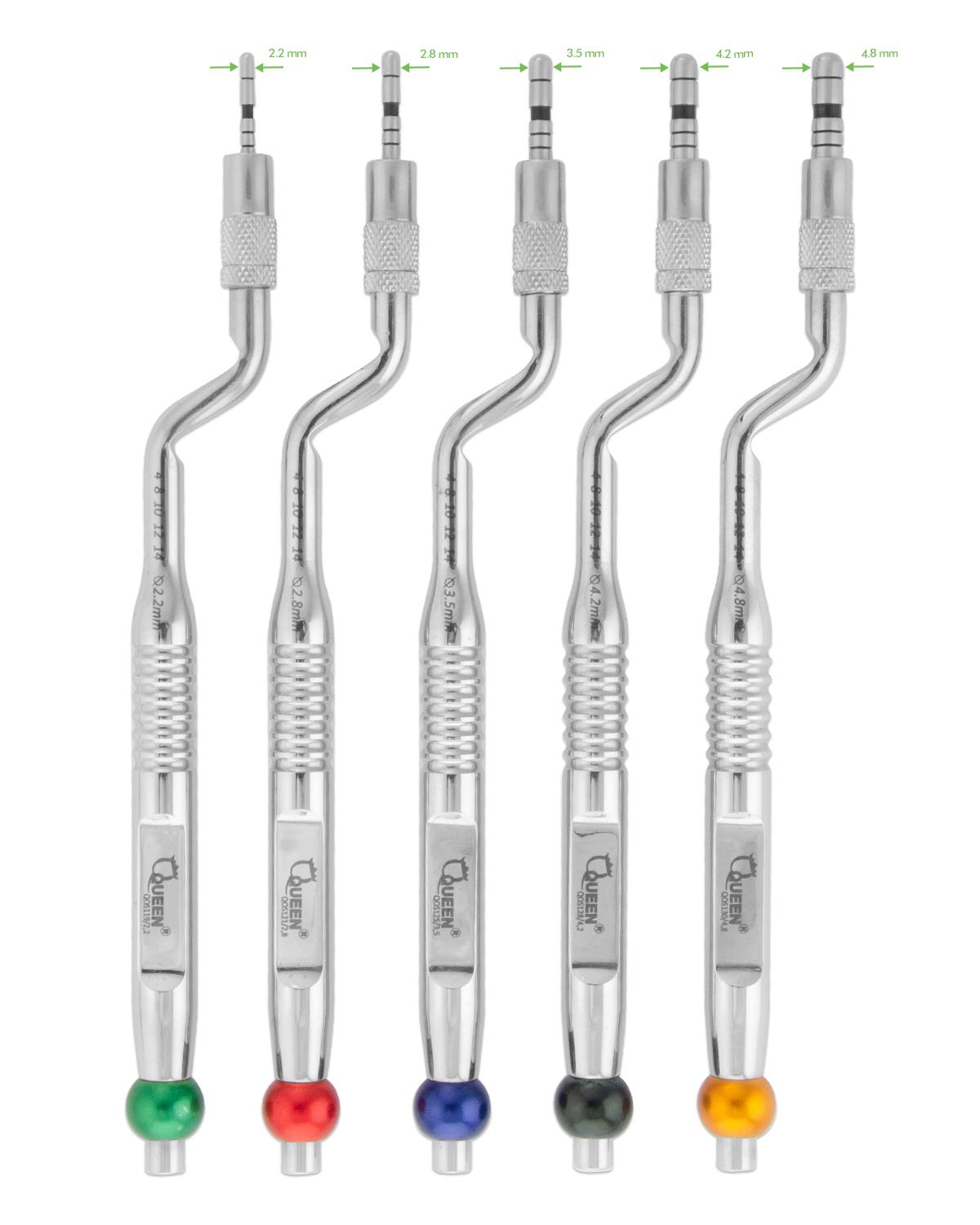 Dış Bükey L açılı Osteotom Seti 2.2/3/3.3/4mm 17cm 5 Parça/Pkt