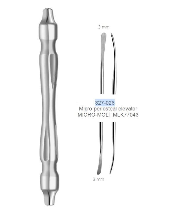 Doğrusal Oval/Oval Periost Elevatörü Micro-Molt 3,2mm/3.2mm 18cm