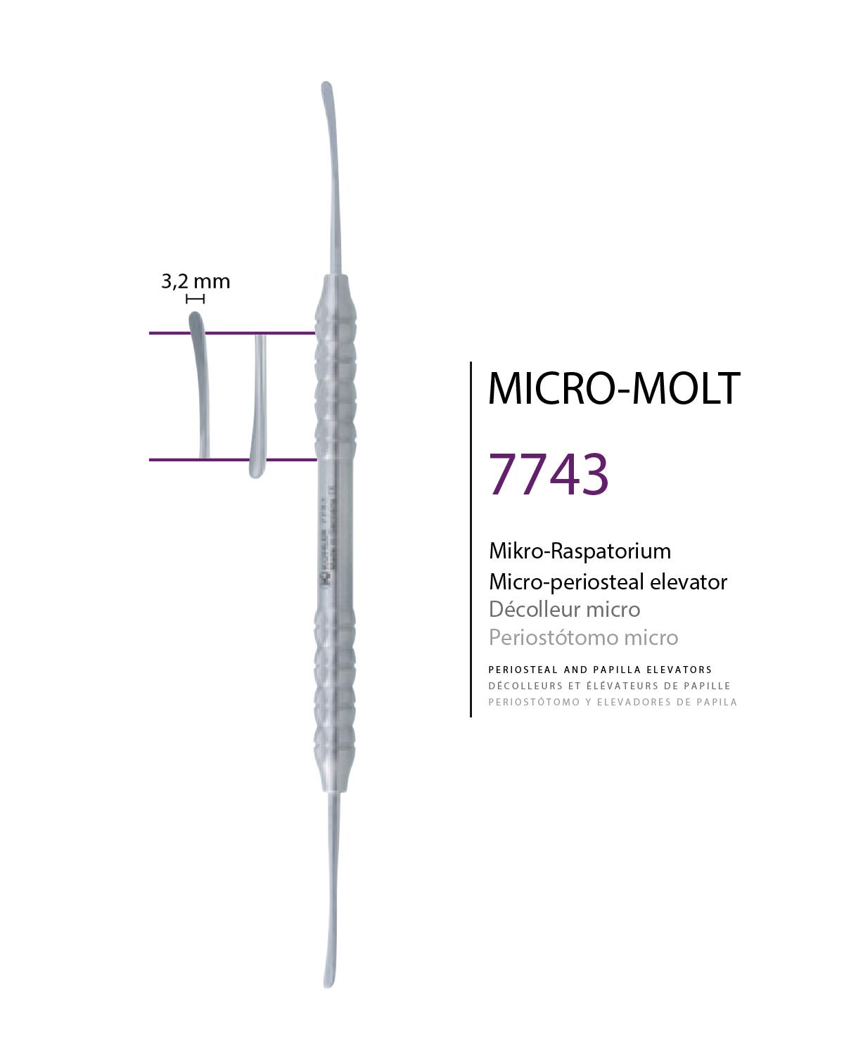 Doğrusal Oval/Oval Periost Elevatörü Micro-Molt 3,2mm/3.2mm 17,5cm