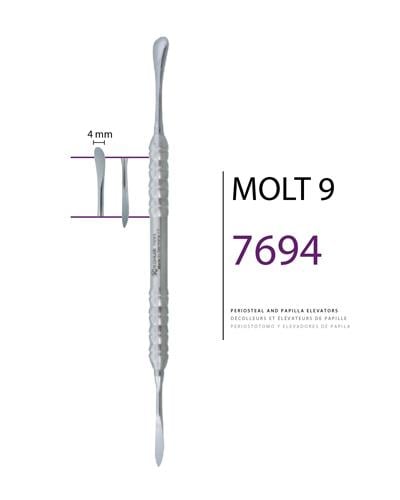 Doğrusal Oval/Sivri Periost Elevatörü MOLT FIG.9 4mm/3 mm 17,5cm